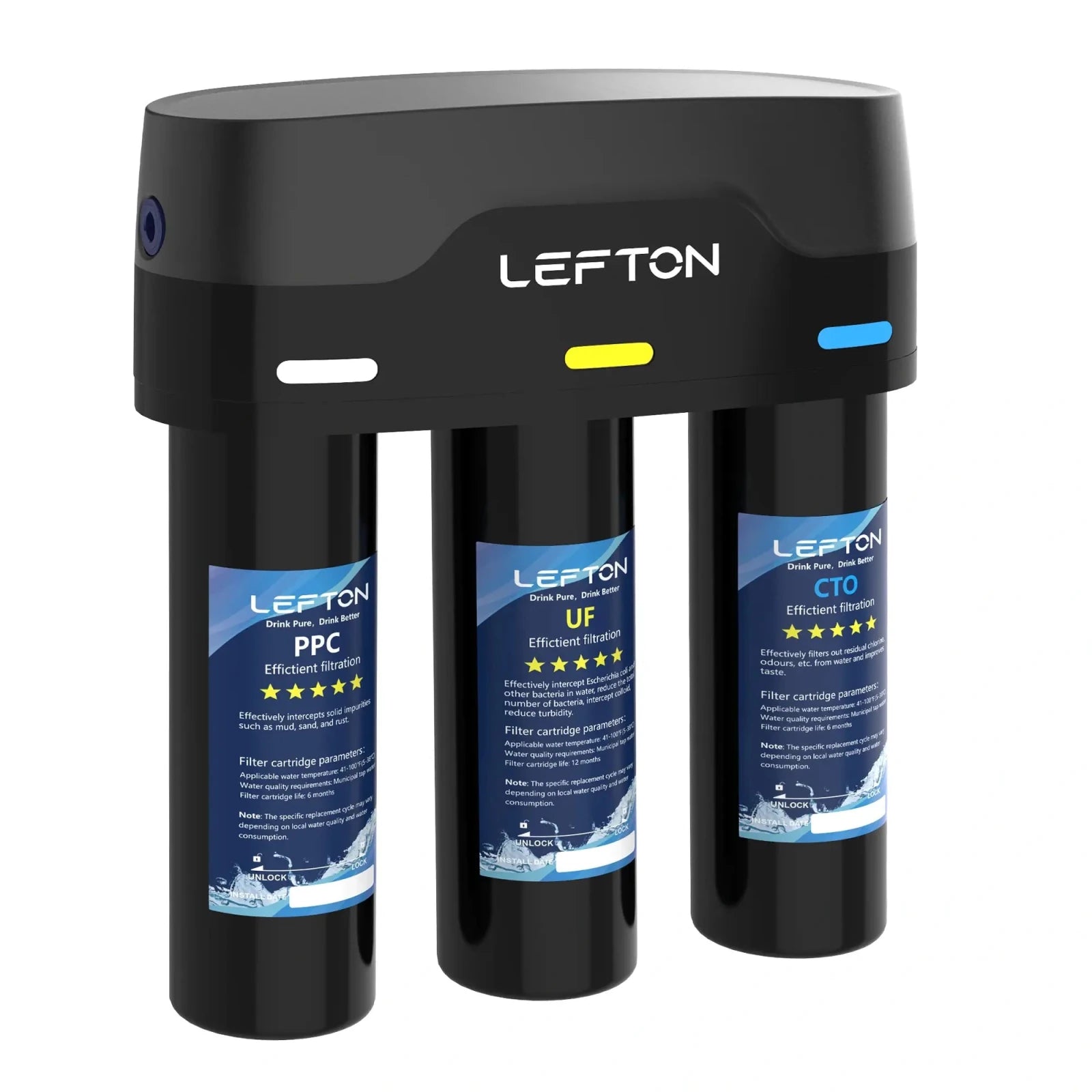 Lefton 3 - Stage Ultra Filtration Undersink Tankless Water Filtration System - WF01 - Water Filters - Lefton Home