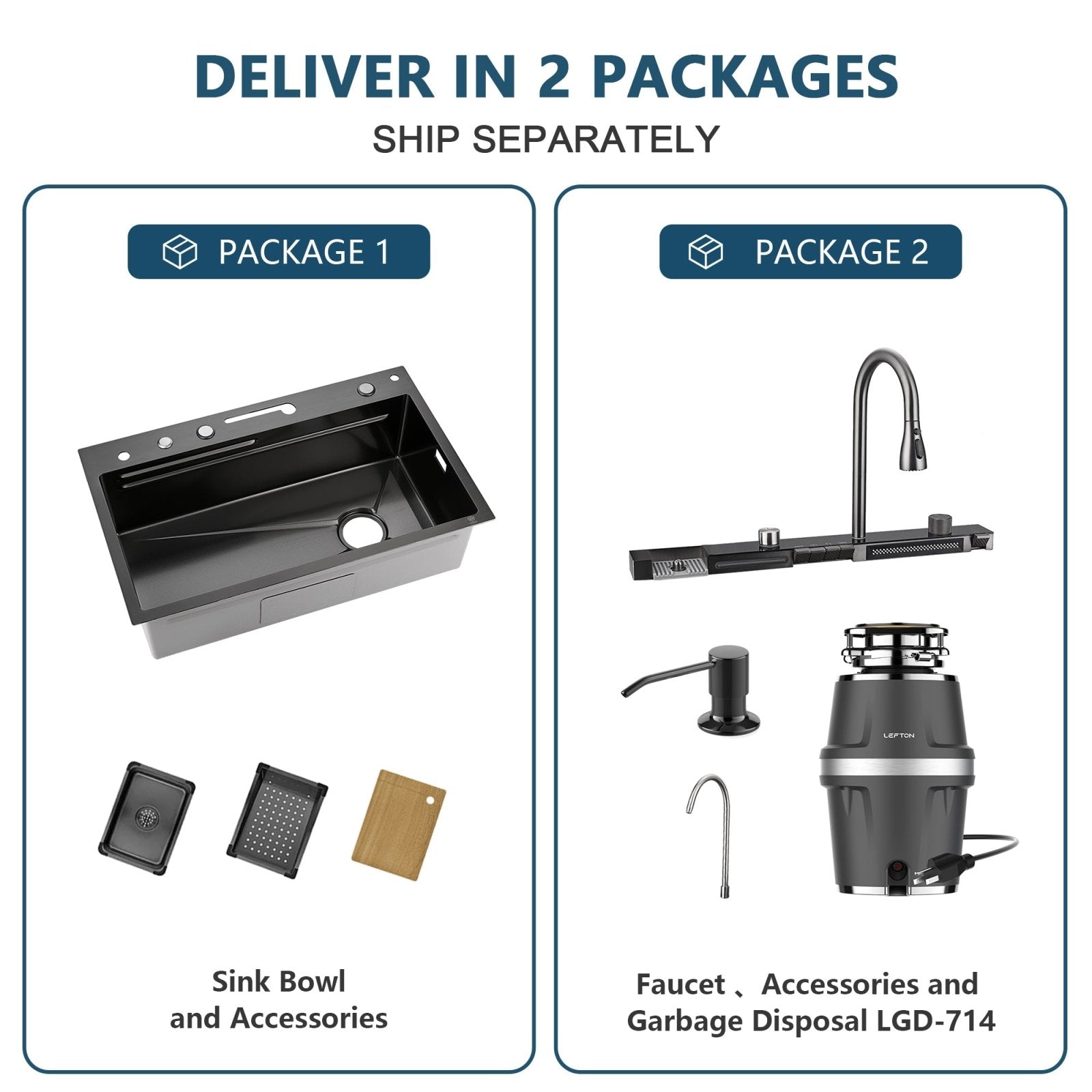 Lefton 33x22" Modern Kitchen Sink with 3/4 HP Garbage Disposal – Lefton ...