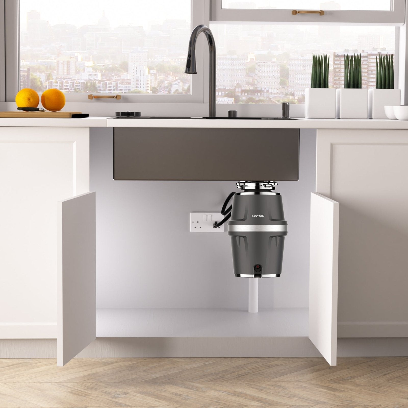 Lefton 33x22 Inch Waterfall Workstation Kitchen Sink Set - KS2205L with 3/4 HP Garbage Disposals LGD - 714 - Kitchen Sinks - Lefton Home