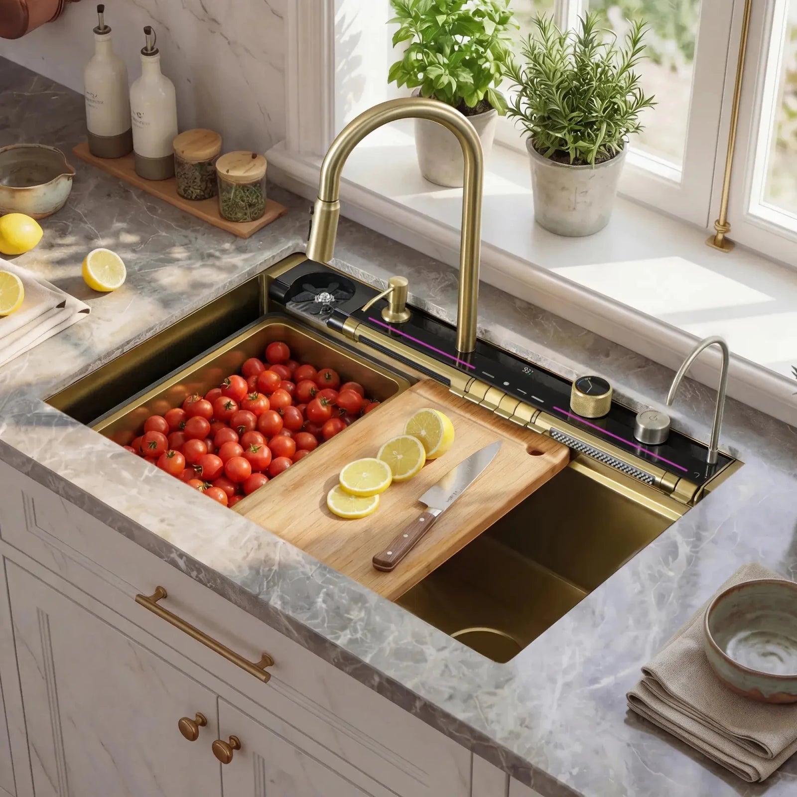 Lefton 33"x22" Stainless Steel Workstation Kitchen Sink-KS2207L-PRO with 3/4 HP Continuous Feed Food Waste Garbage Disposal-LGD-714 -Kitchen Sink and Garbage Disposal- Lefton Home