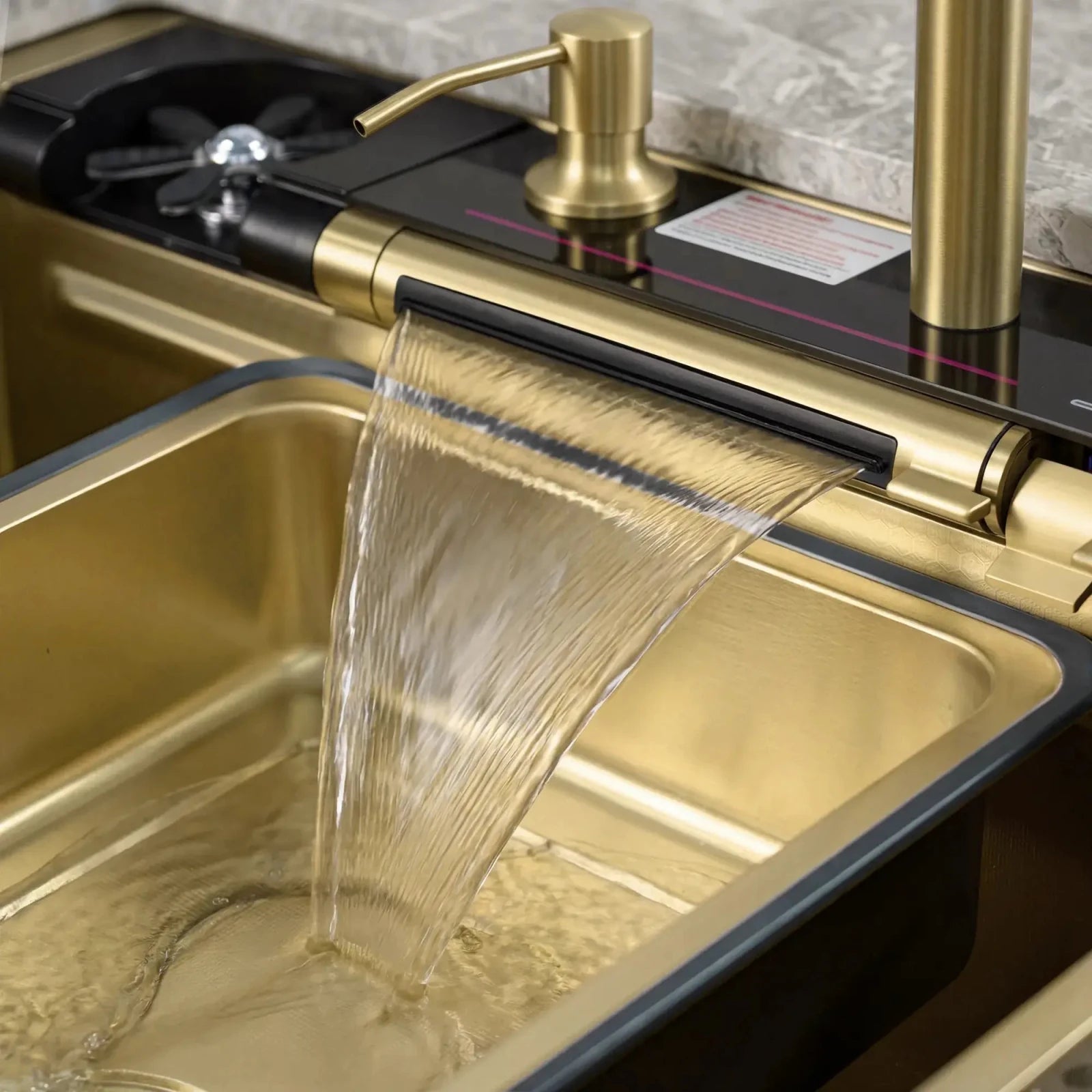 Lefton 33"x22" Stainless Steel Workstation Kitchen Sink with Pull-out Faucet & Digital Display-KS2207L-PRO -Kitchen Sinks- Lefton Home