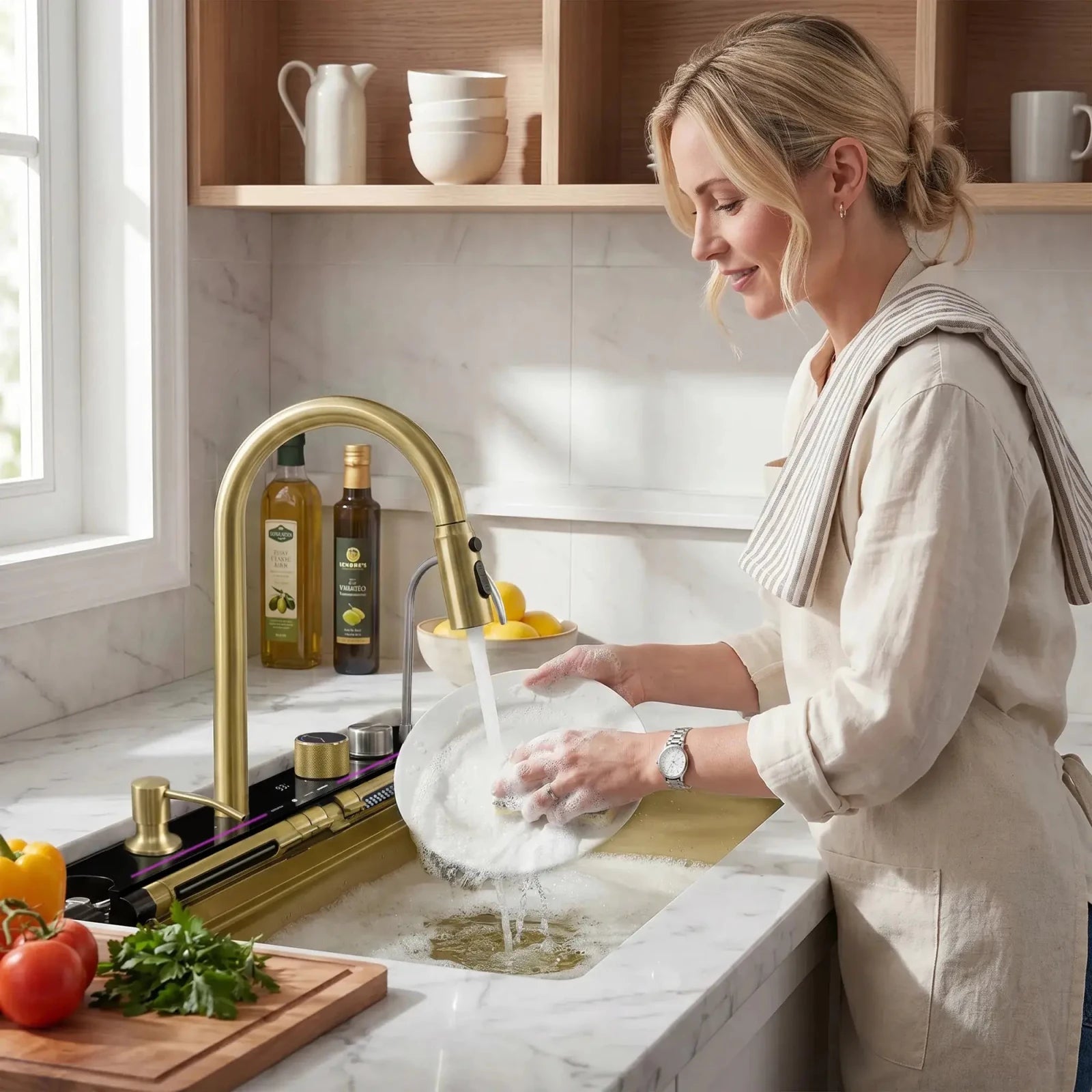 Lefton 33"x22" Stainless Steel Workstation Kitchen Sink with Pull-out Faucet & Digital Display-KS2207L-PRO -Kitchen Sinks- Lefton Home