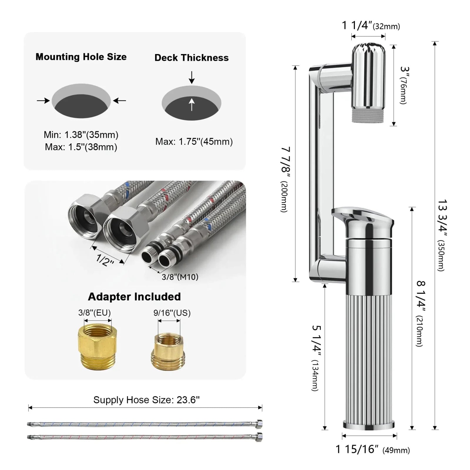 Lefton 360° Rotatable Single-Hole Bathroom Faucet-BF2208 -Bathroom Faucets- Lefton Home
