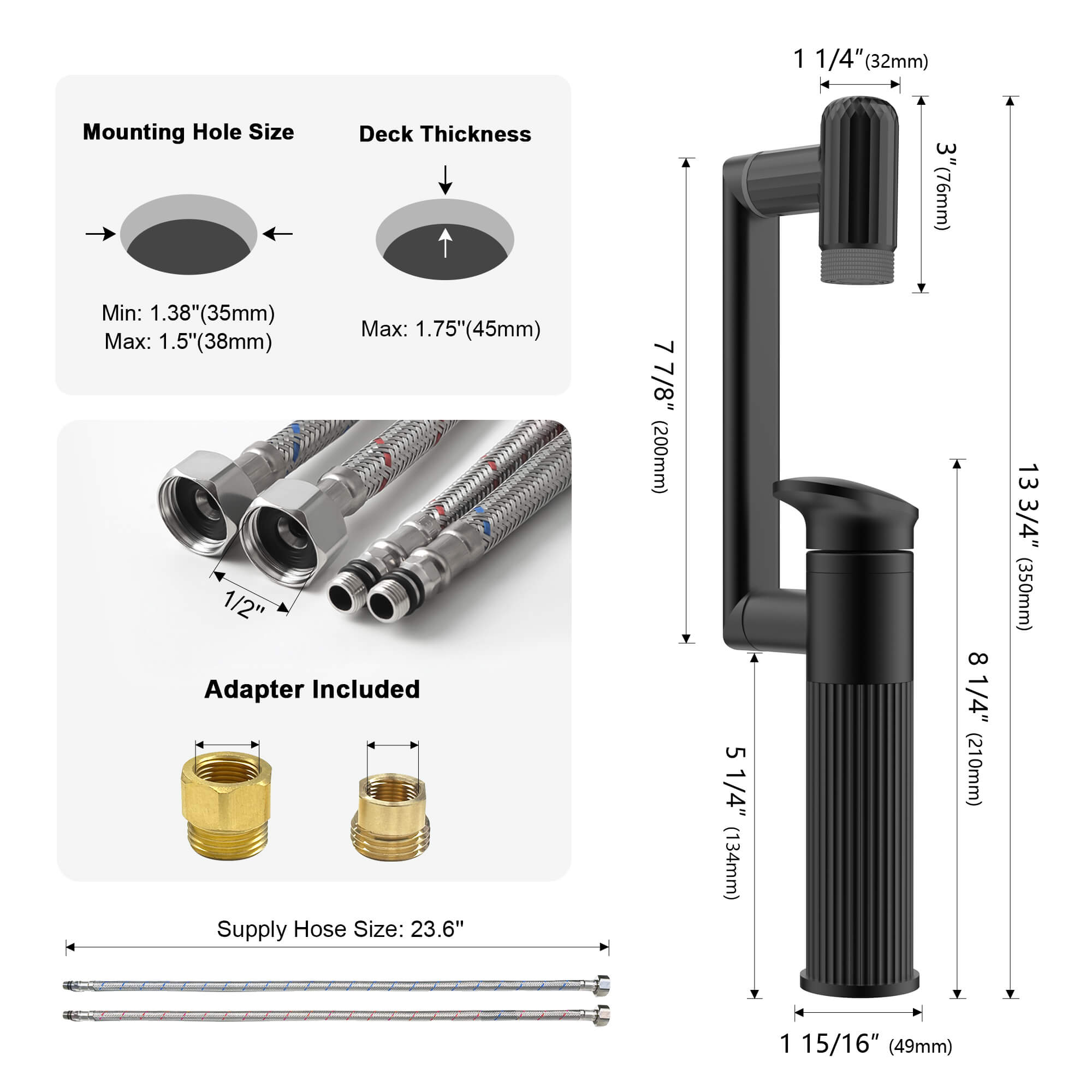 Lefton 360° Rotatable Single - Hole Bathroom Faucet - BF2208 - Bathroom Faucets - Lefton Home