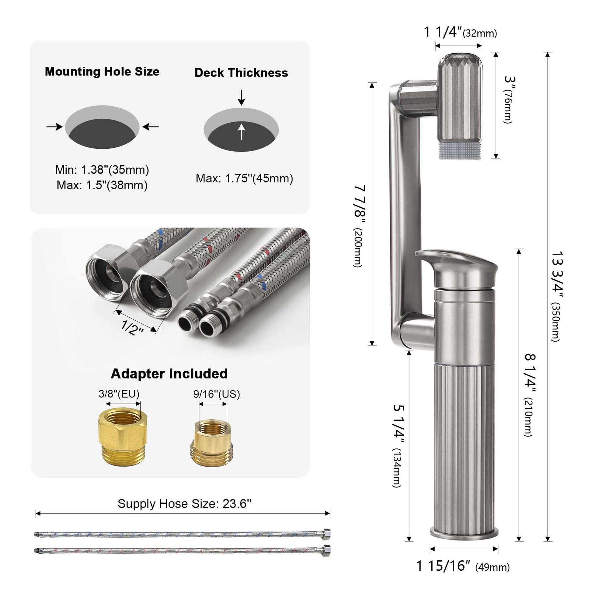Lefton 360° Rotatable Single - Hole Bathroom Faucet - BF2208 - Bathroom Faucets - Lefton Home