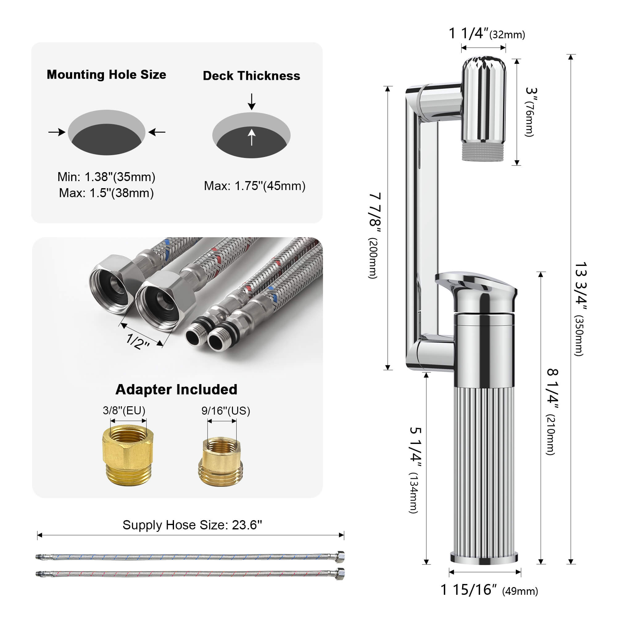 Lefton 360° Rotatable Single - Hole Bathroom Faucet - BF2208 - Bathroom Faucets - Lefton Home
