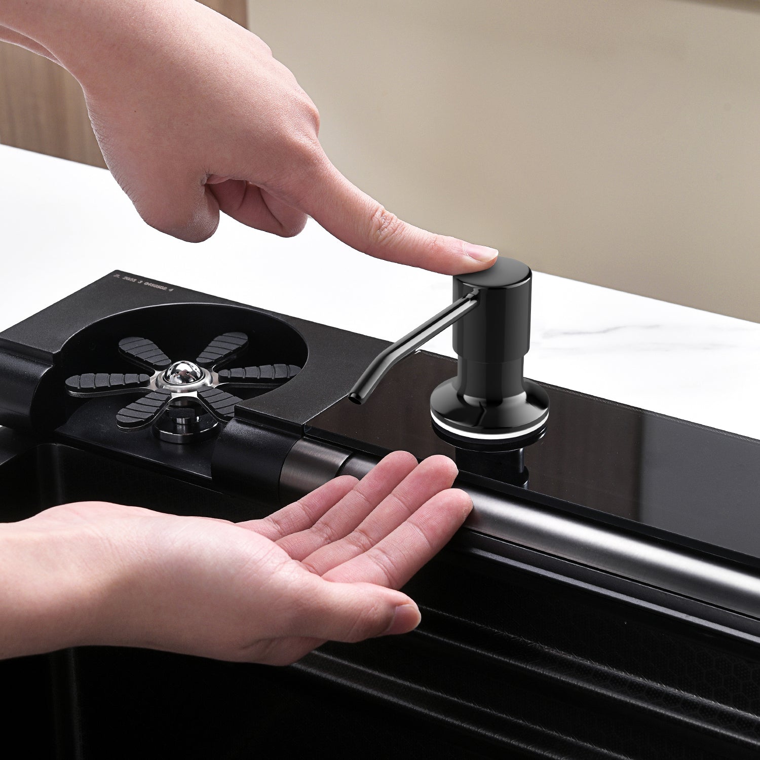 Lefton Adjustable Waterfall Faucet Kitchen Sink with Digital Temperature Display & LED Lighting - KS2207 - Kitchen Sinks - Lefton Home