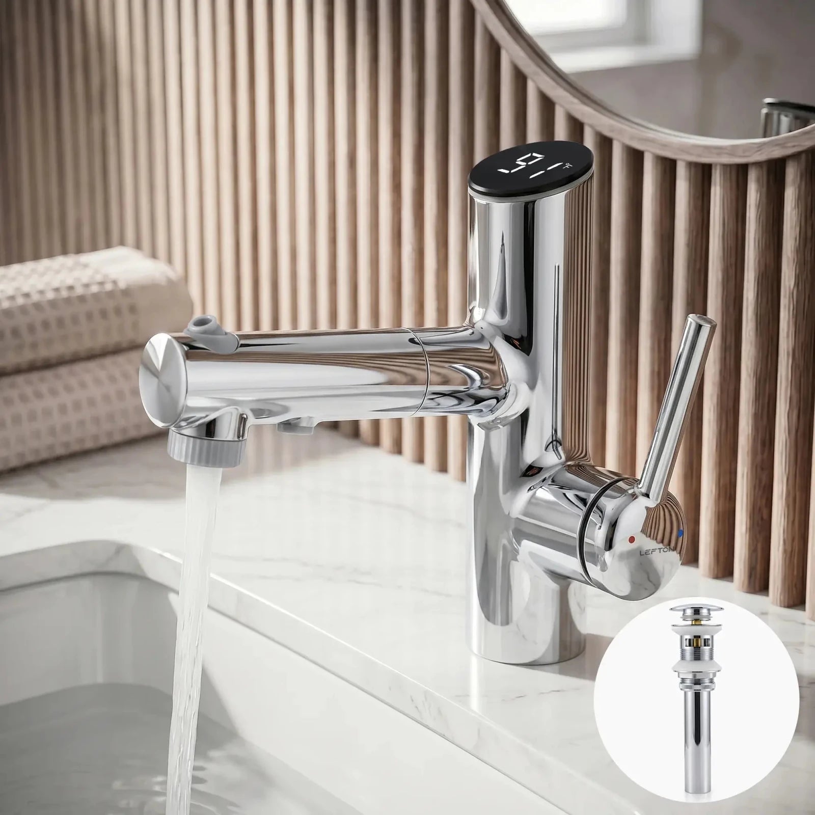 Lefton Bathroom Fountain Faucet-BF2502 with Sink Drain Stopper -Bathroom Faucets & Drain Stopper- Lefton Home