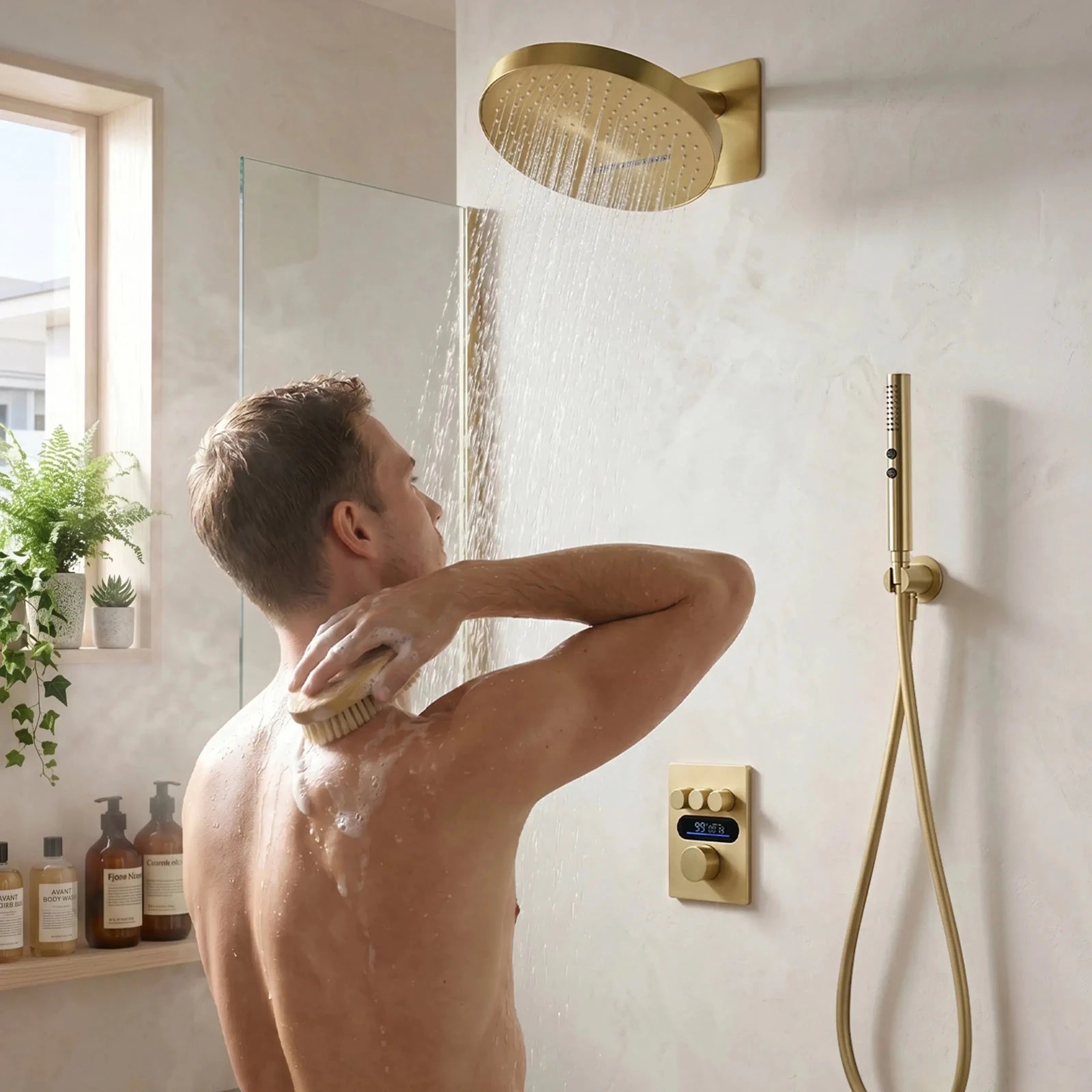 Lefton Concealed Rainfall Thermostatic Shower System with Hand Shower-SSWM2501 -Shower Systems- Lefton Home