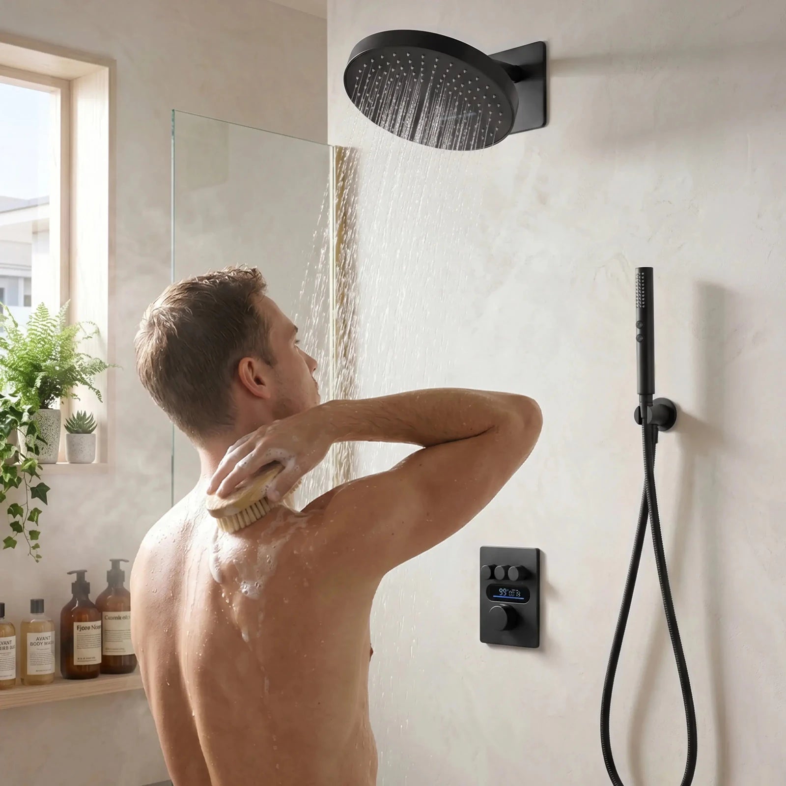 Lefton Concealed Rainfall Thermostatic Shower System with Hand Shower-SSWM2501 -Shower Systems- Lefton Home