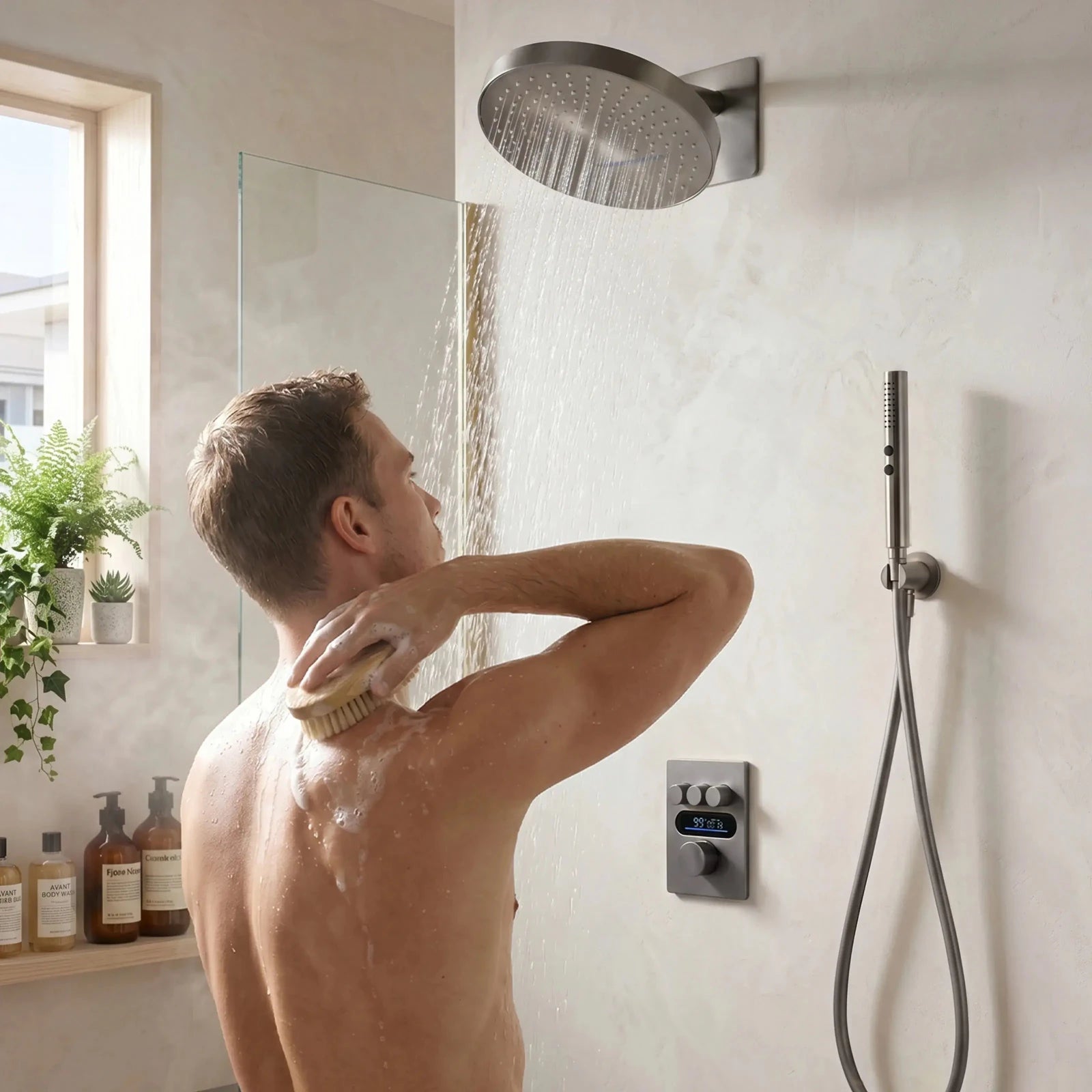 Lefton Concealed Rainfall Thermostatic Shower System with Hand Shower-SSWM2501 -Shower Systems- Lefton Home