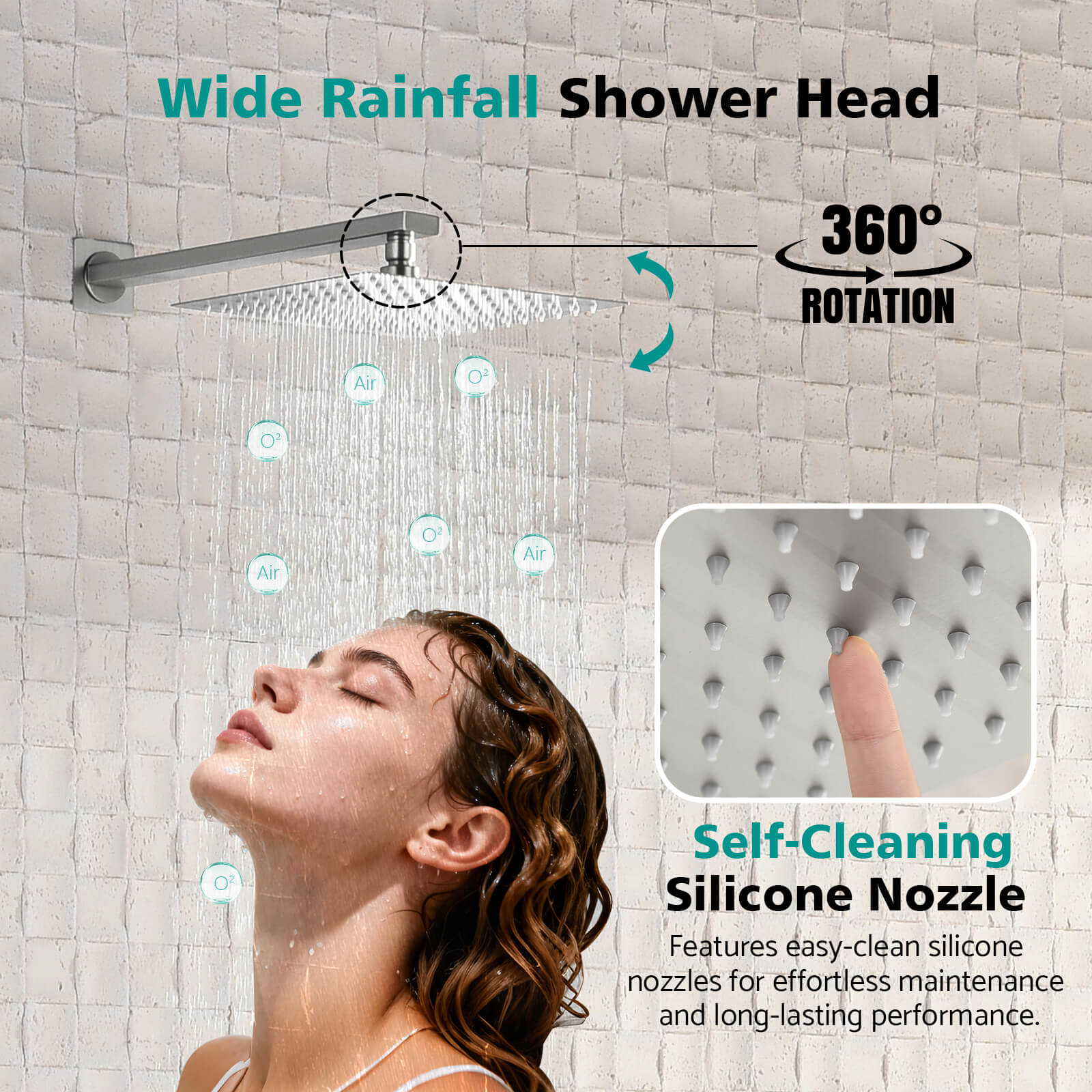 Lefton Concealed Rainfall Thermostatic Shower System with Handheld & Tub Spout and Temperature Display - SSWM2502 - Shower Systems - Lefton Home