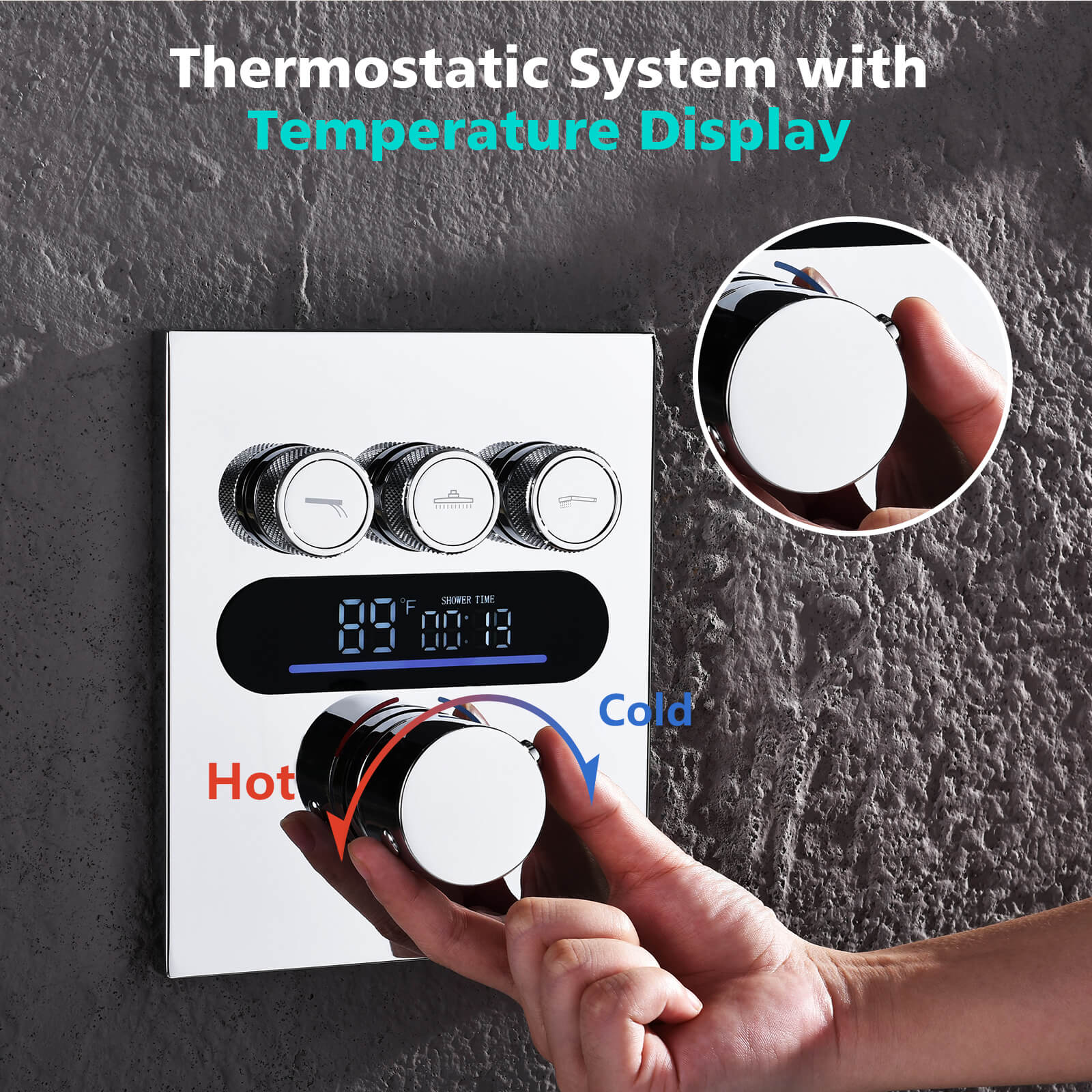 Lefton Concealed Rainfall Thermostatic Shower System with Handheld & Tub Spout and Temperature Display - SSWM2502 - Shower Systems - Lefton Home