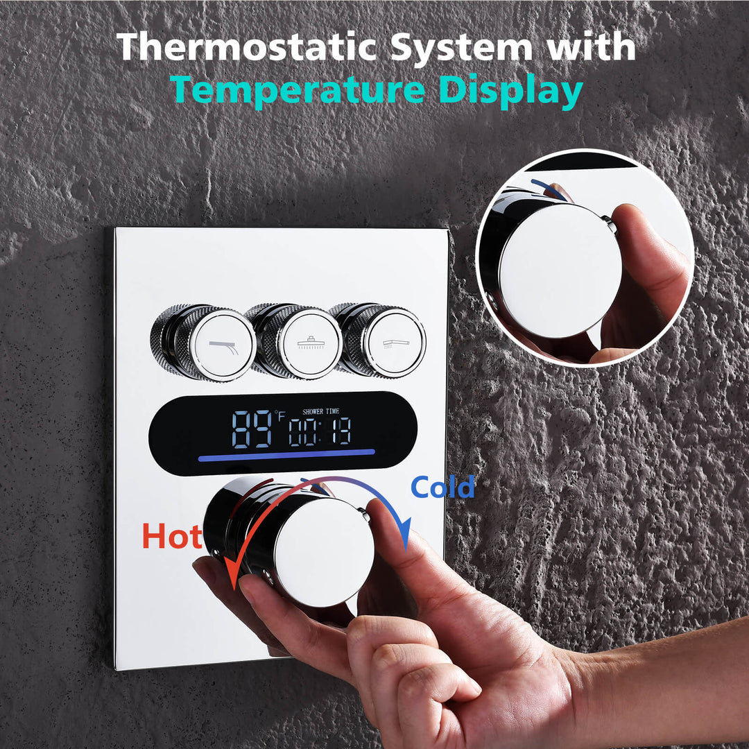 Smart Concealed Thermostatic Shower System with Head Shower, Handheld ...