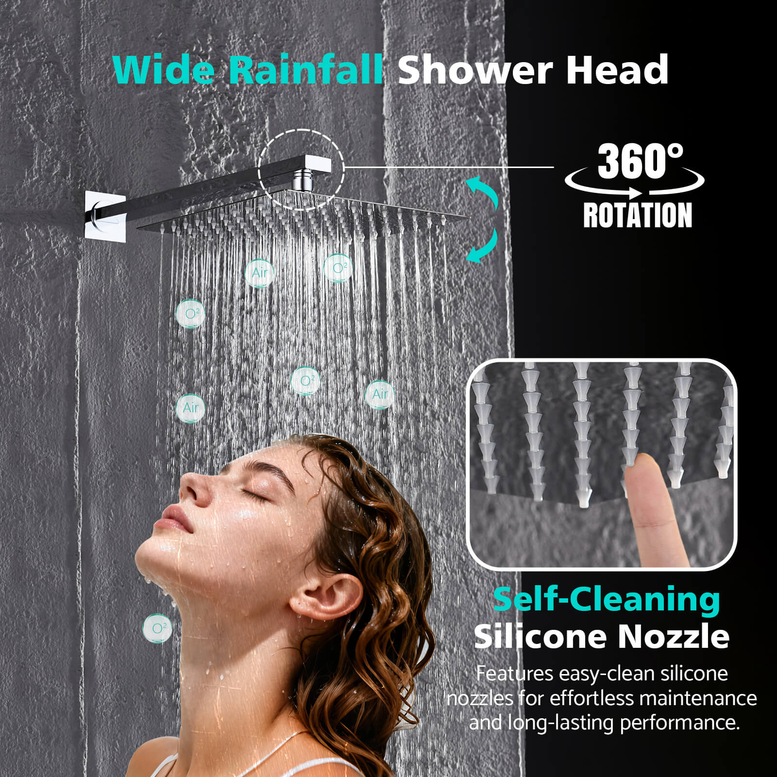 Lefton Concealed Rainfall Thermostatic Shower System with Handheld & Tub Spout and Temperature Display - SSWM2502 - Shower Systems - Lefton Home