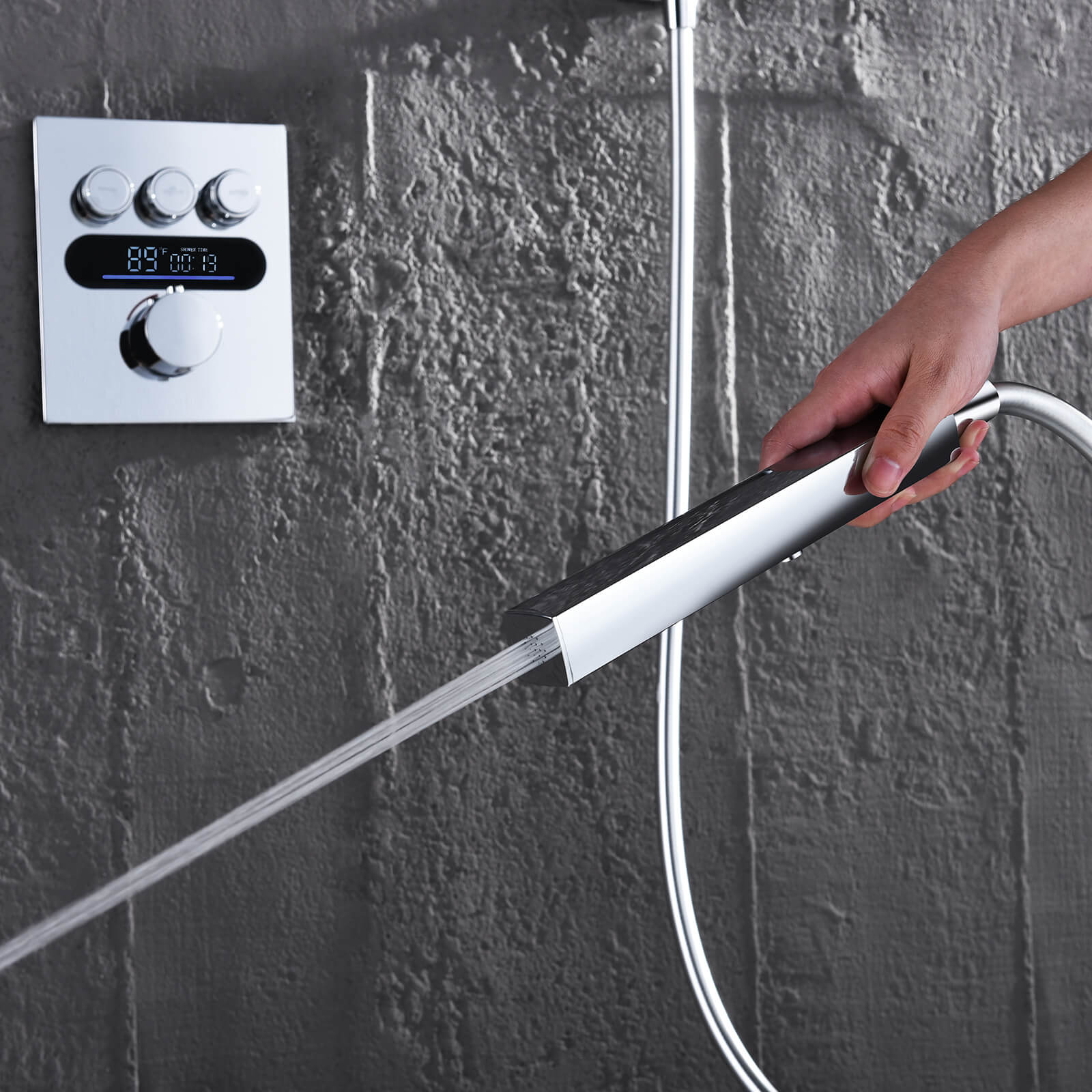 Lefton Concealed Rainfall Thermostatic Shower System with Handheld & Tub Spout and Temperature Display - SSWM2502 - Shower Systems - Lefton Home