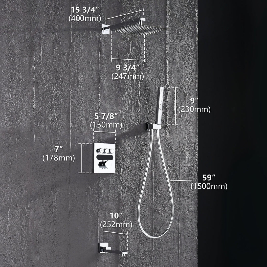 Smart Concealed Thermostatic Shower System with Head Shower, Handheld ...