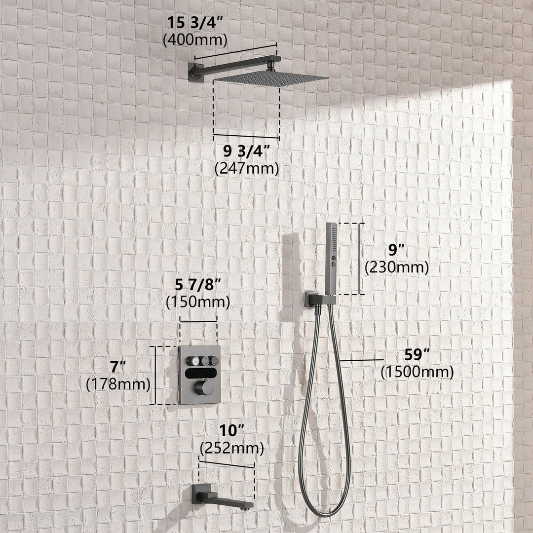 Smart Concealed Thermostatic Shower System with Head Shower, Handheld ...