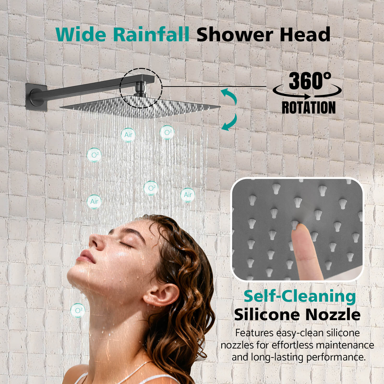 Lefton Concealed Rainfall Thermostatic Shower System with Handheld & Tub Spout and Temperature Display - SSWM2502 - Shower Systems - Lefton Home