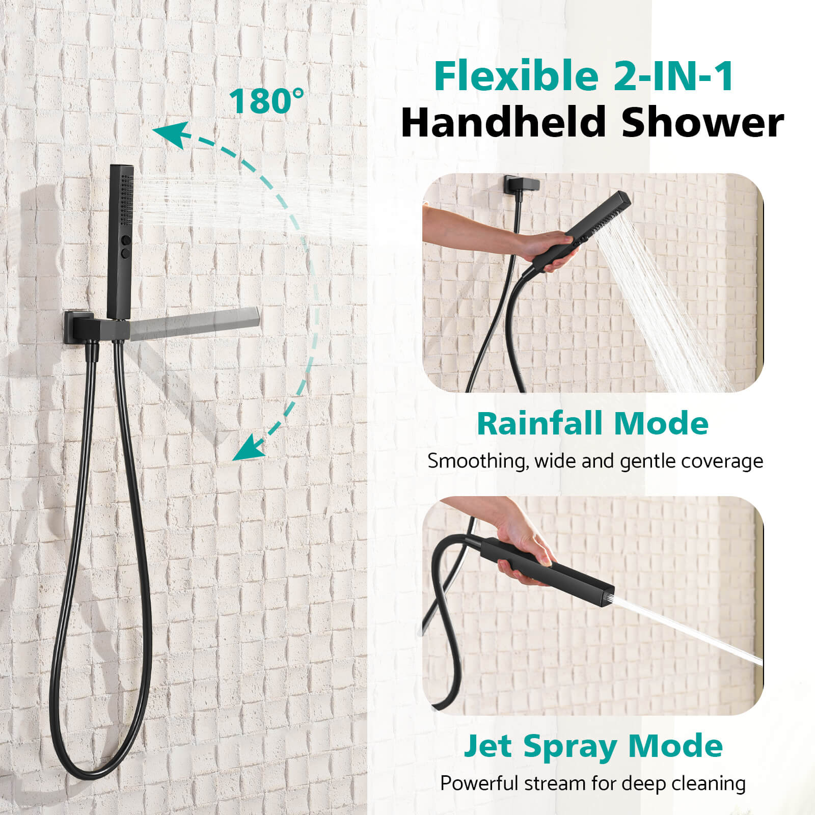Lefton Concealed Rainfall Thermostatic Shower System with Handheld & Tub Spout and Temperature Display - SSWM2502 - Shower Systems - Lefton Home