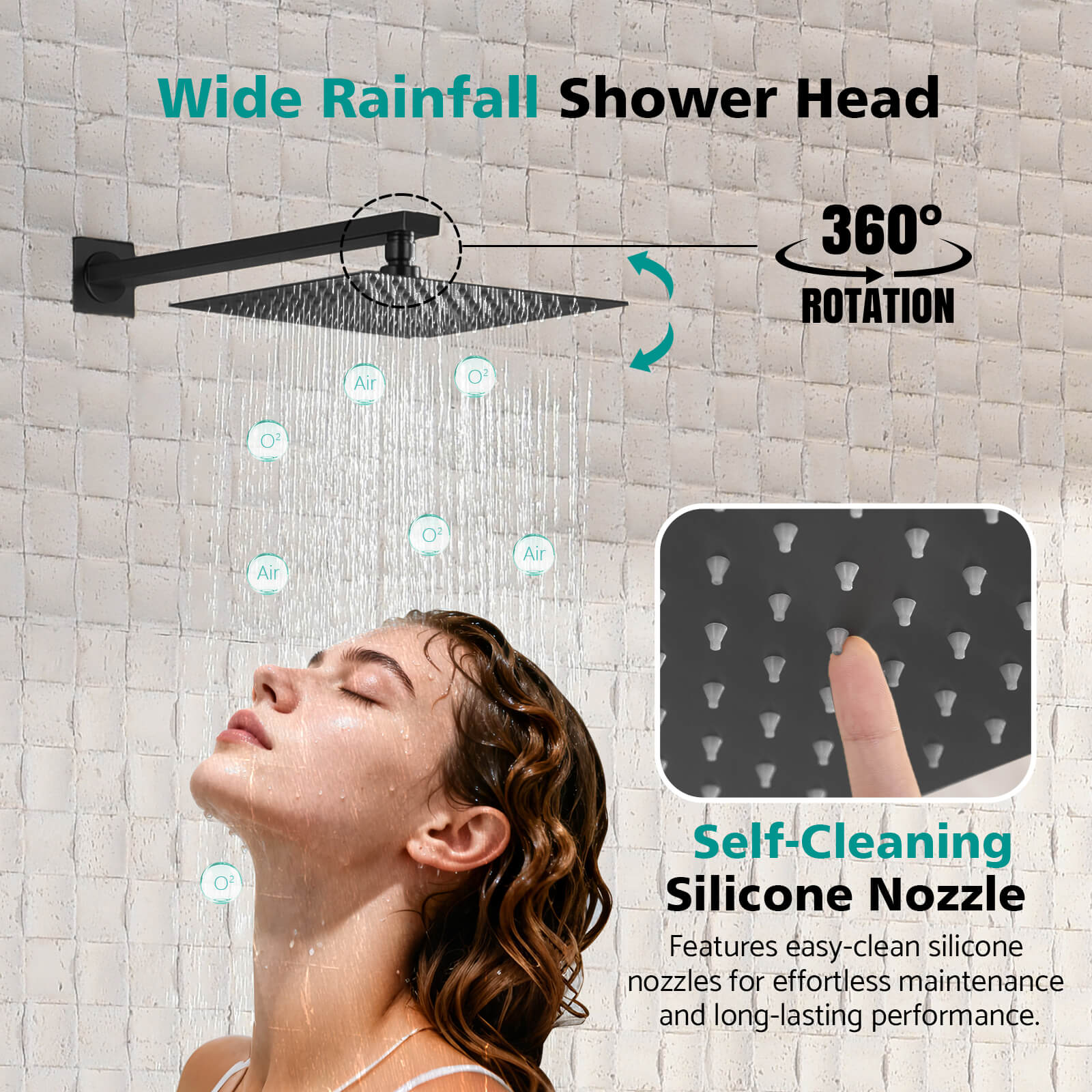 Lefton Concealed Rainfall Thermostatic Shower System with Handheld & Tub Spout and Temperature Display - SSWM2502 - Shower Systems - Lefton Home