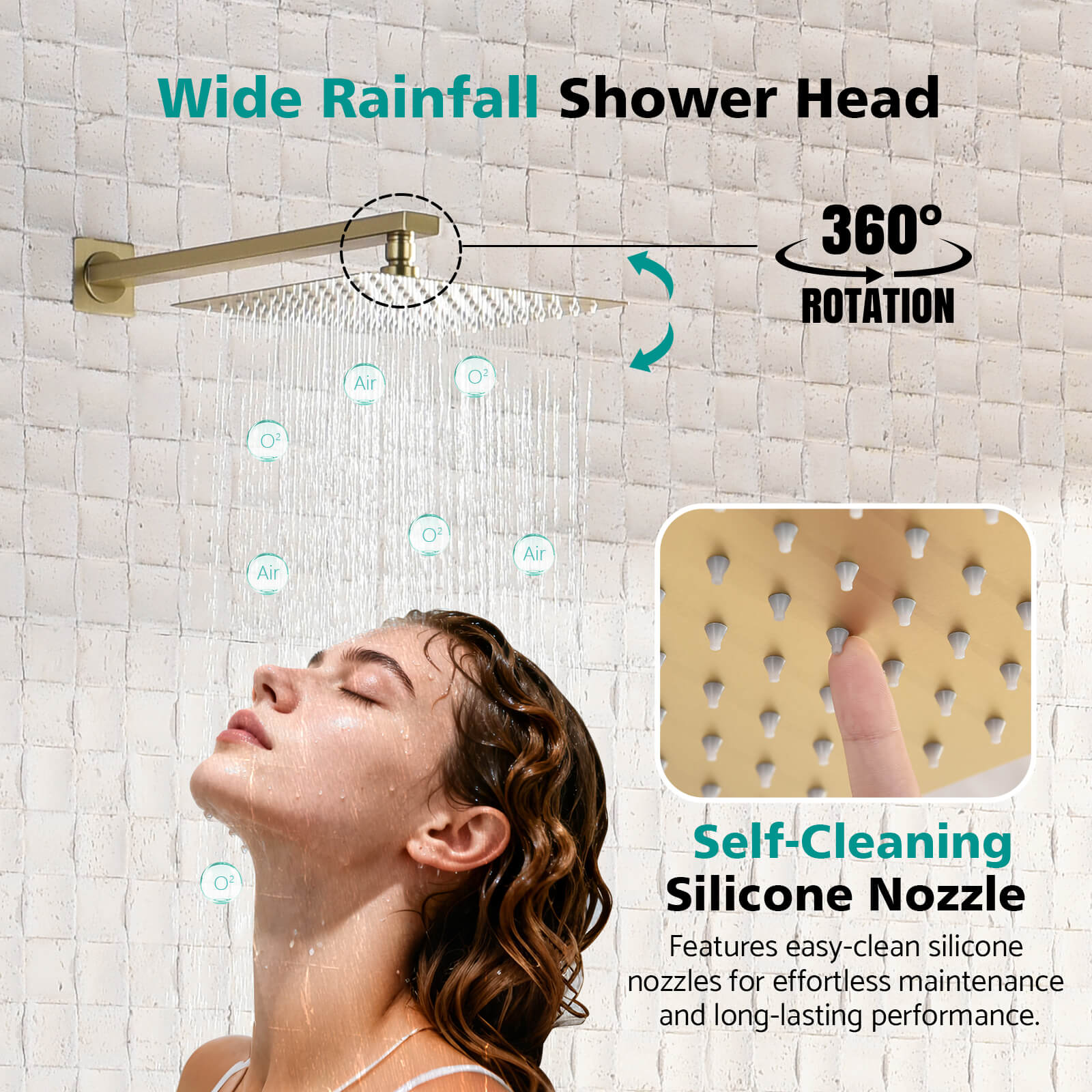 Lefton Concealed Rainfall Thermostatic Shower System with Handheld & Tub Spout and Temperature Display - SSWM2502 - Shower Systems - Lefton Home