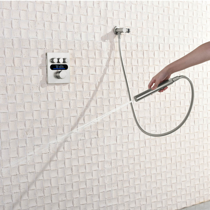 Lefton Concealed Rainfall Thermostatic Shower System with Temperature Display and Hand Shower - SSWM2501 - Shower Systems - Lefton Home