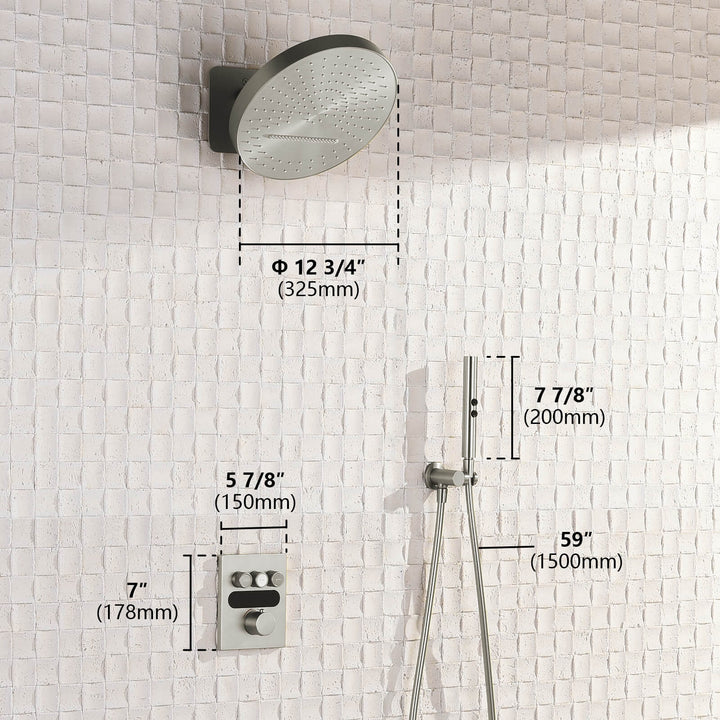 Lefton Concealed Rainfall Thermostatic Shower System with Temperature Display and Hand Shower - SSWM2501 - Shower Systems - Lefton Home