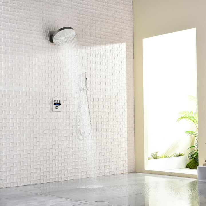 Lefton Concealed Rainfall Thermostatic Shower System with Temperature Display and Hand Shower - SSWM2501 - Shower Systems - Lefton Home