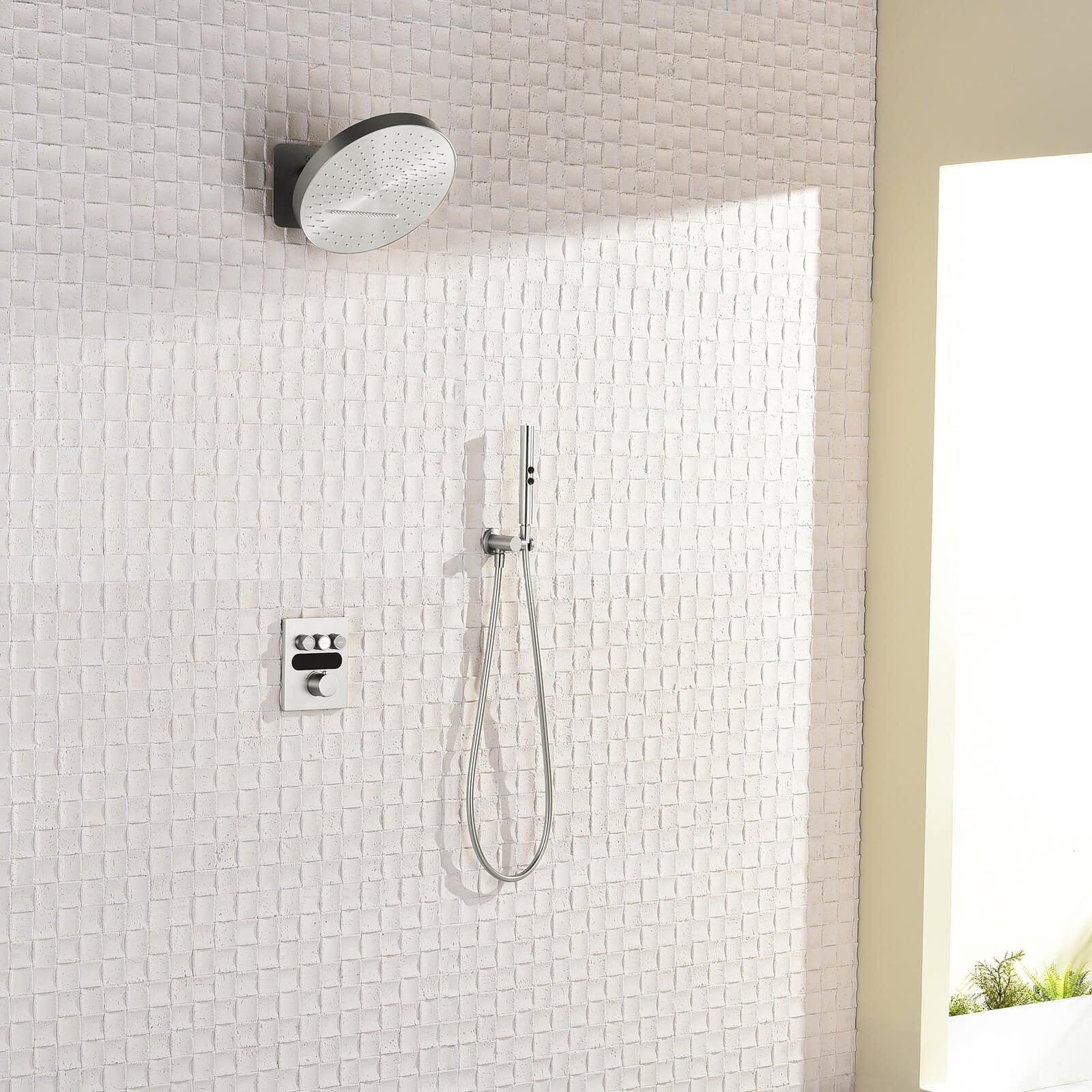 Lefton Concealed Rainfall Thermostatic Shower System with Temperature Display and Hand Shower - SSWM2501 - Shower Systems - Lefton Home