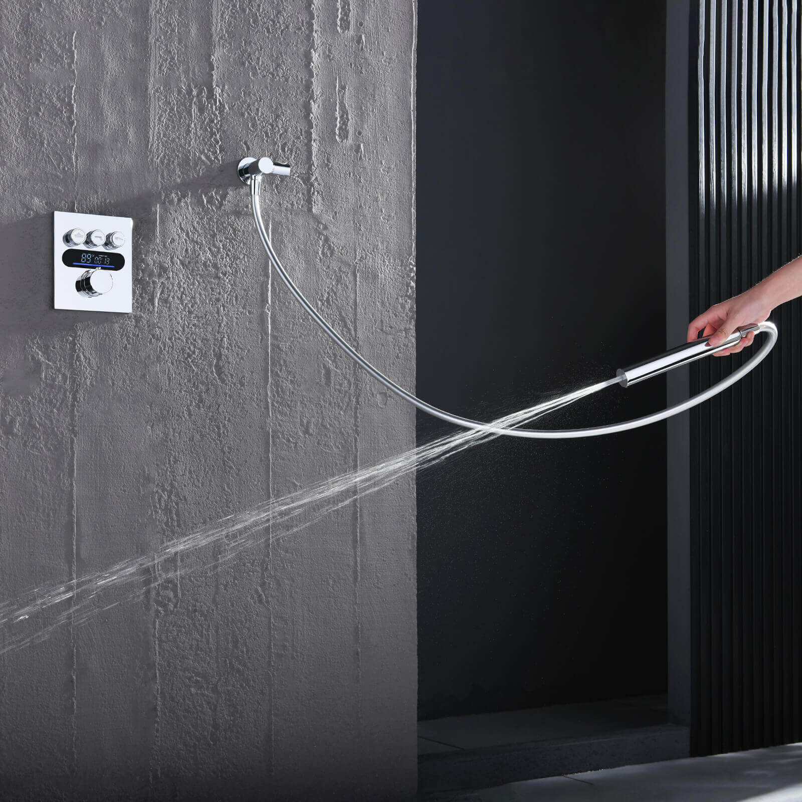 Lefton Concealed Rainfall Thermostatic Shower System with Temperature Display and Hand Shower - SSWM2501 - Shower Systems - Lefton Home