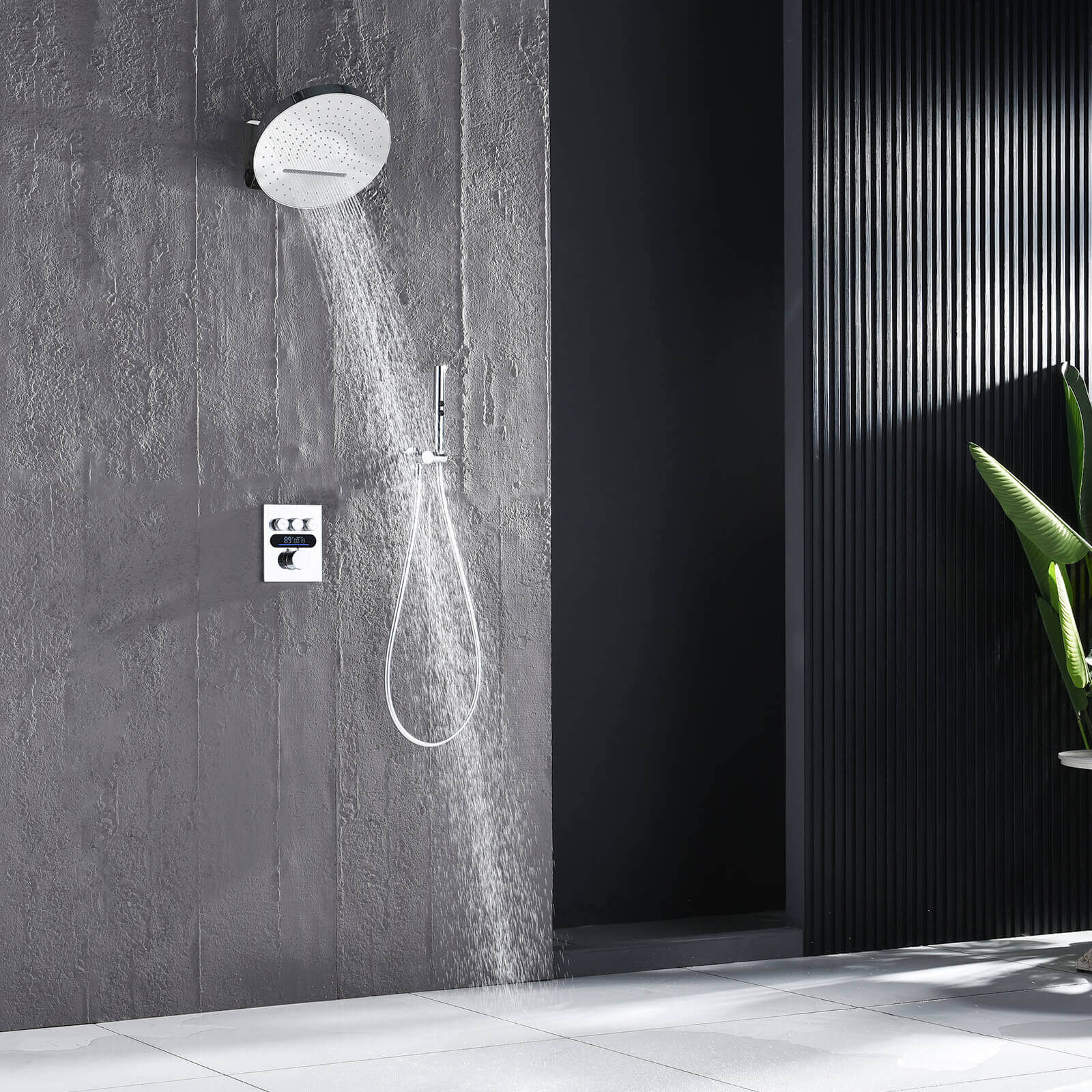 Lefton Concealed Rainfall Thermostatic Shower System with Temperature Display and Hand Shower - SSWM2501 - Shower Systems - Lefton Home