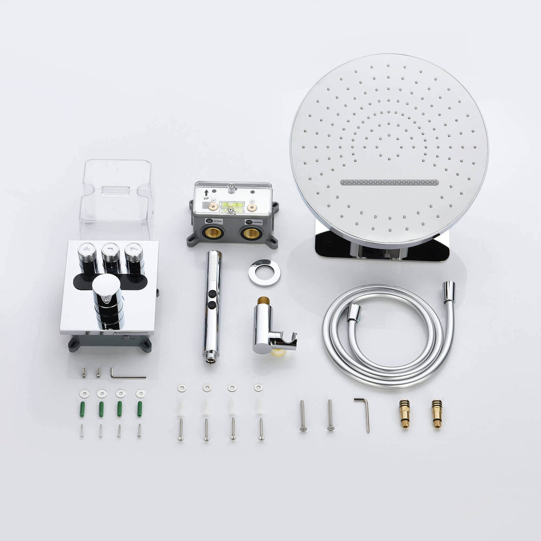 Lefton Concealed Rainfall Thermostatic Shower System with Temperature Display and Hand Shower - SSWM2501 - Shower Systems - Lefton Home
