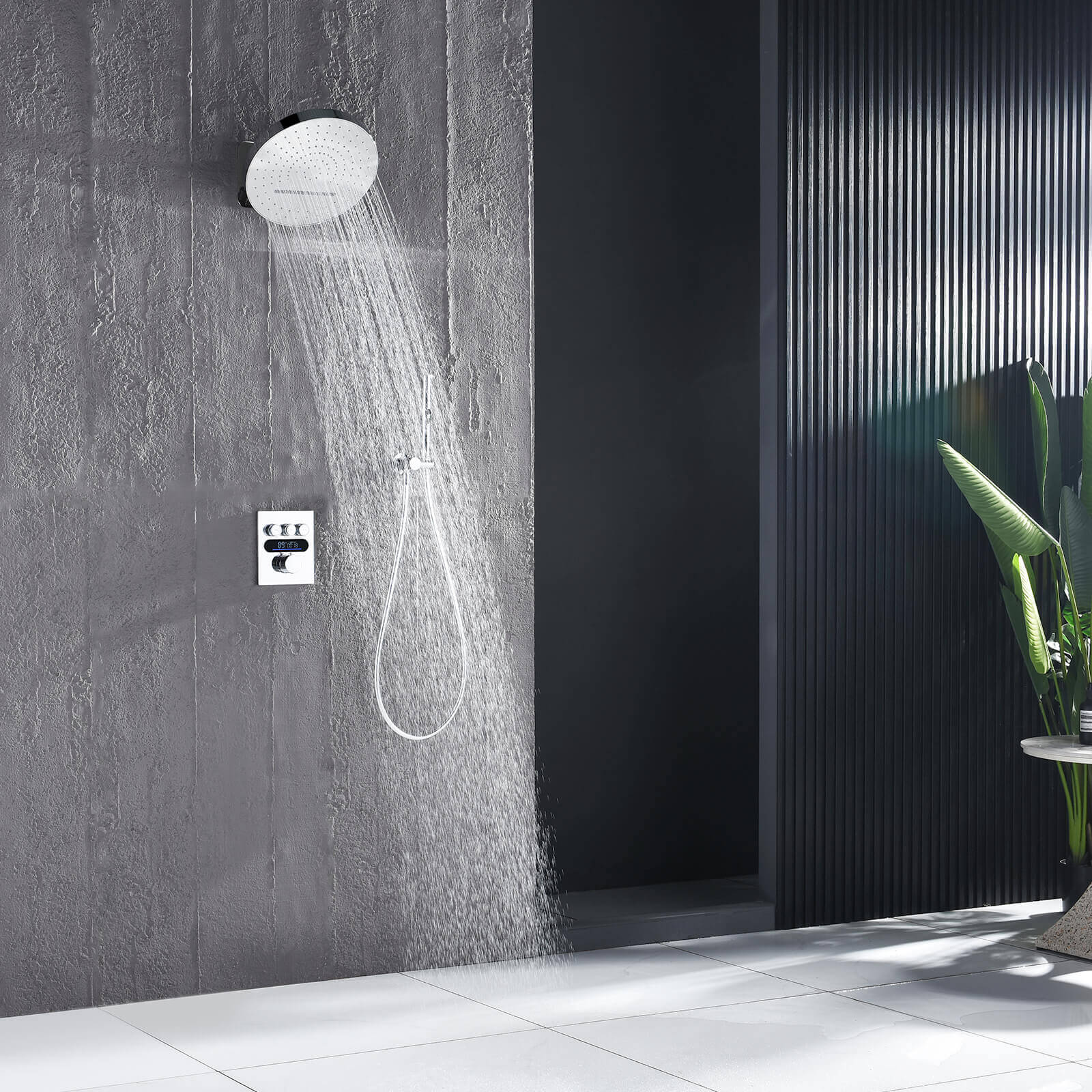 Lefton Concealed Rainfall Thermostatic Shower System with Temperature Display and Hand Shower - SSWM2501 - Shower Systems - Lefton Home