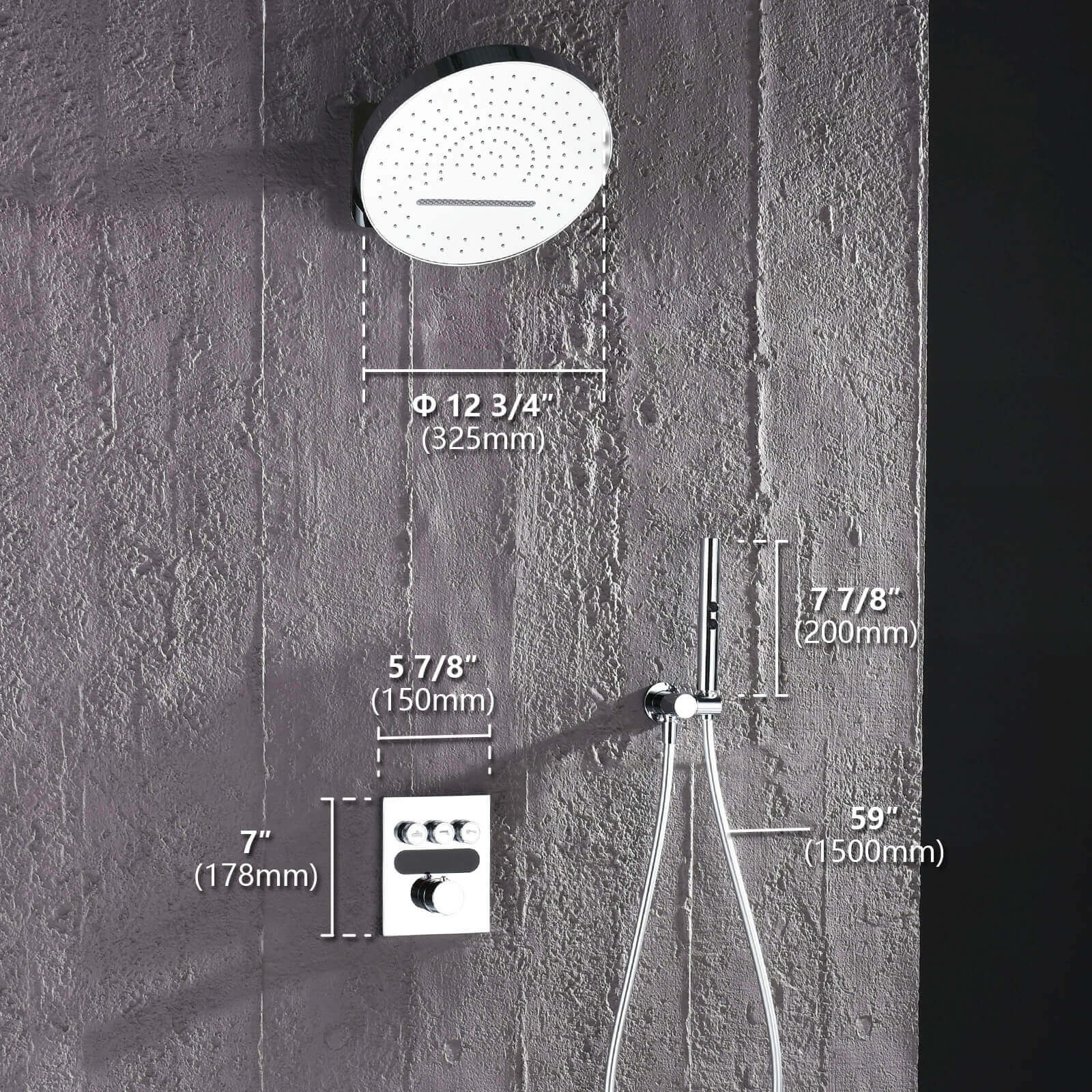 Lefton Concealed Rainfall Thermostatic Shower System with Temperature Display and Hand Shower - SSWM2501 - Shower Systems - Lefton Home