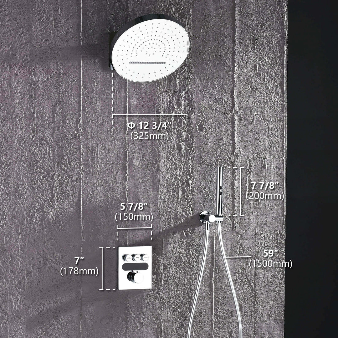 Lefton Concealed Rainfall Thermostatic Shower System with Temperature Display and Hand Shower - SSWM2501 - Shower Systems - Lefton Home