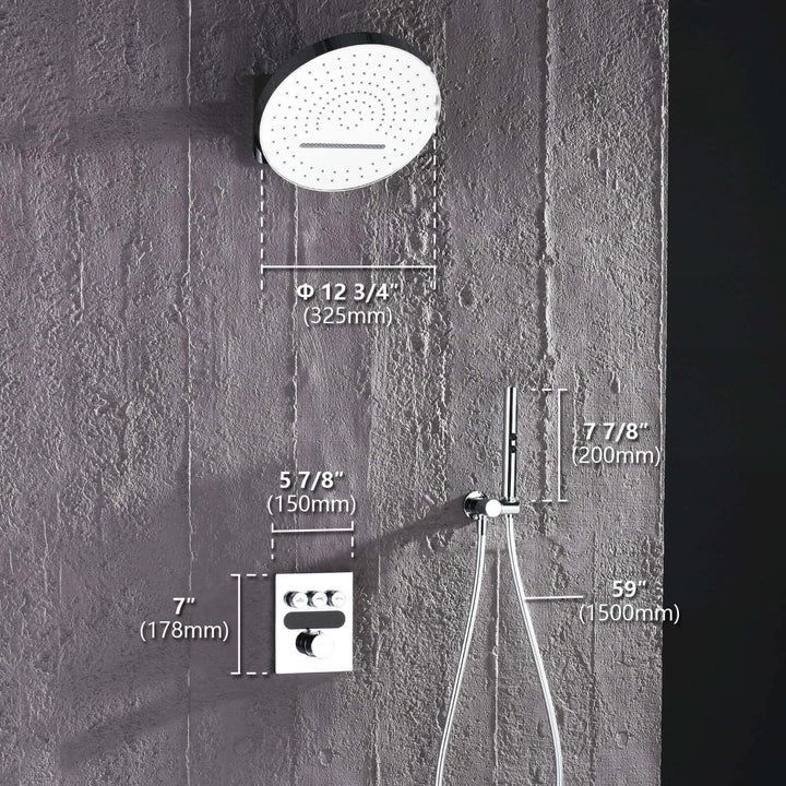 Lefton Concealed Rainfall Thermostatic Shower System with Temperature Display and Hand Shower - SSWM2501 - Shower Systems - Lefton Home