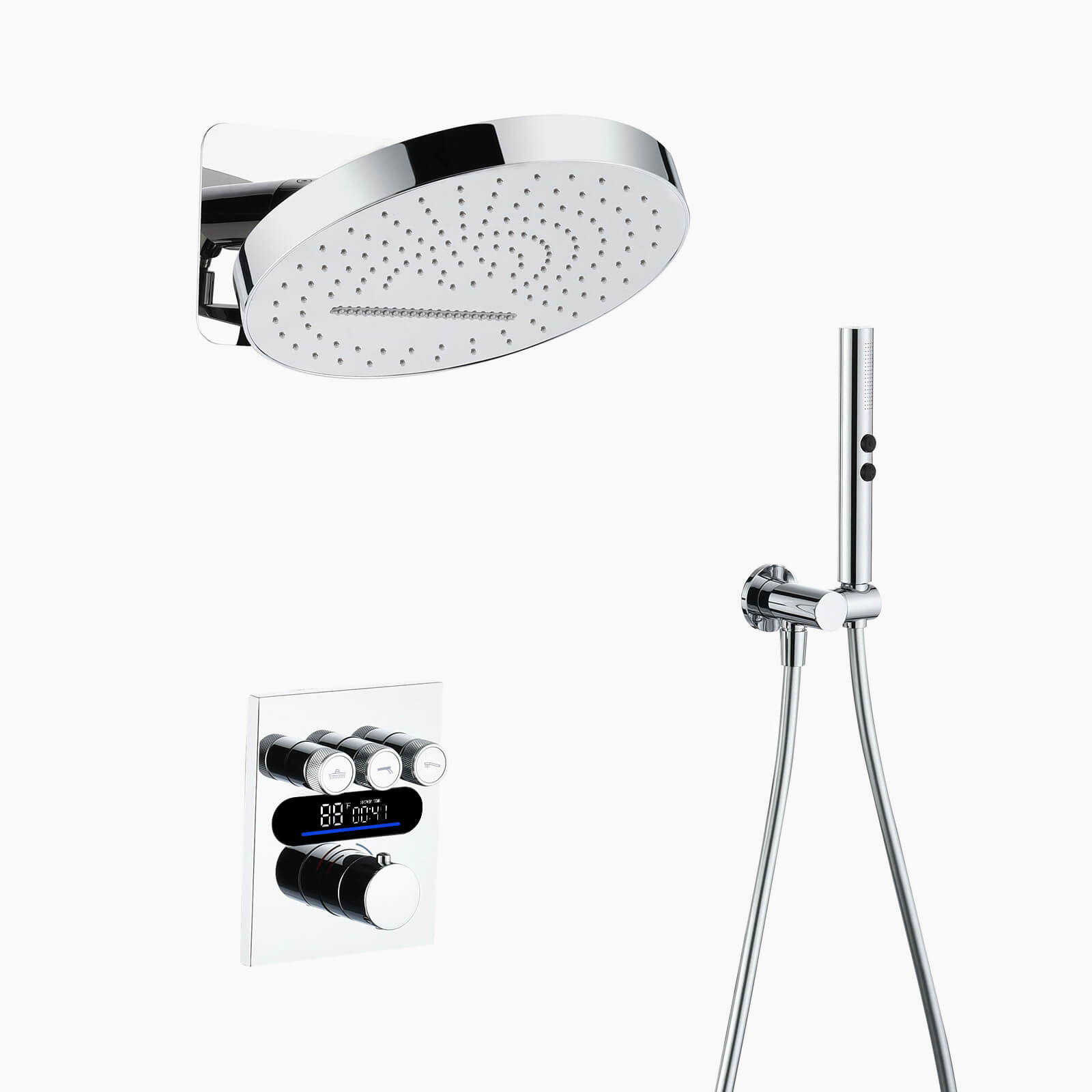 Lefton Concealed Rainfall Thermostatic Shower System with Temperature Display and Hand Shower - SSWM2501 - Shower Systems - Lefton Home