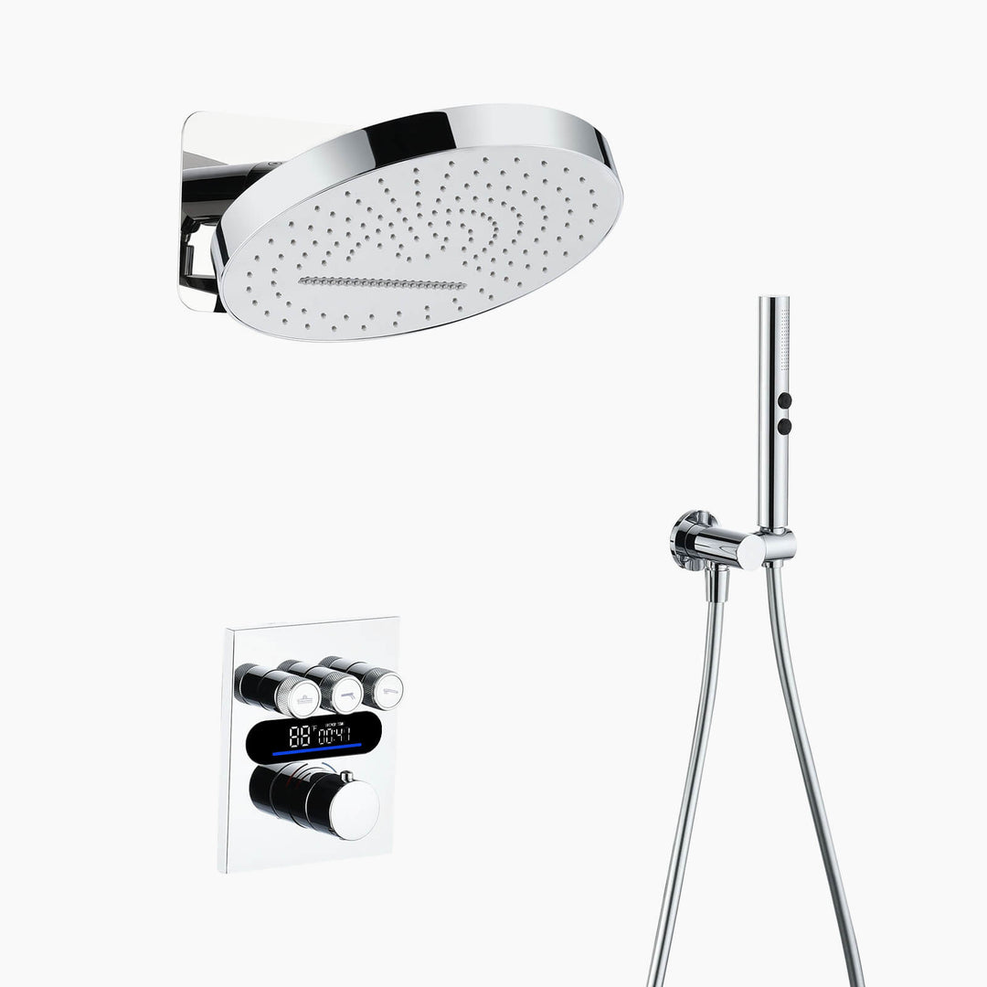 Lefton Concealed Rainfall Thermostatic Shower System with Temperature Display and Hand Shower - SSWM2501 - Shower Systems - Lefton Home