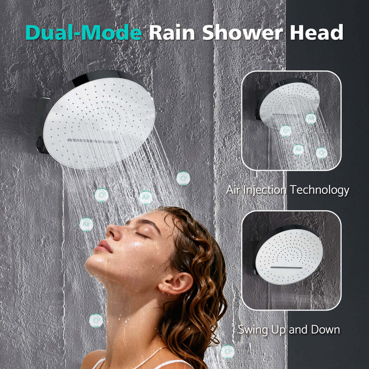 Lefton Concealed Rainfall Thermostatic Shower System with Temperature Display and Hand Shower - SSWM2501 - Shower Systems - Lefton Home