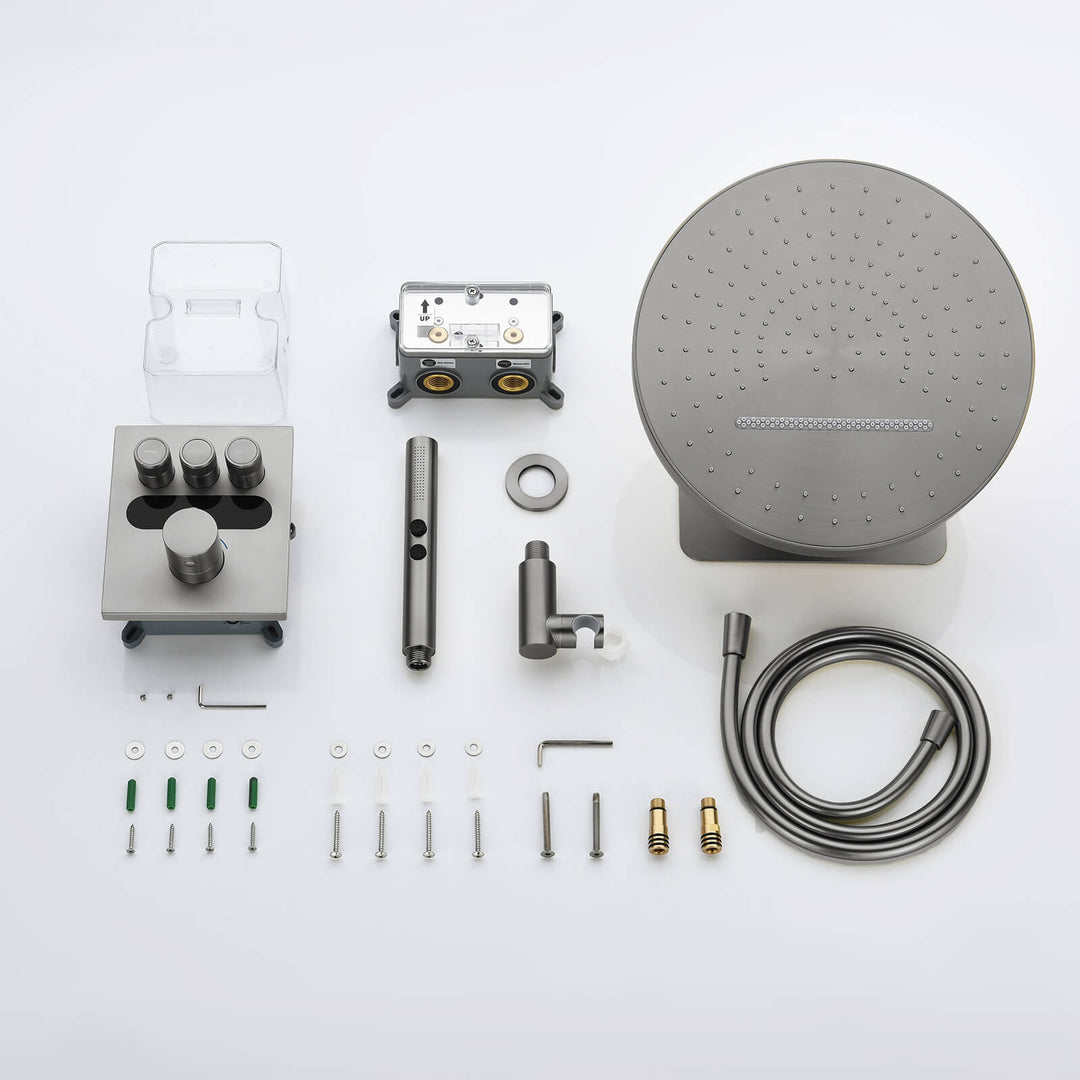 Lefton Concealed Rainfall Thermostatic Shower System with Temperature Display and Hand Shower - SSWM2501 - Shower Systems - Lefton Home