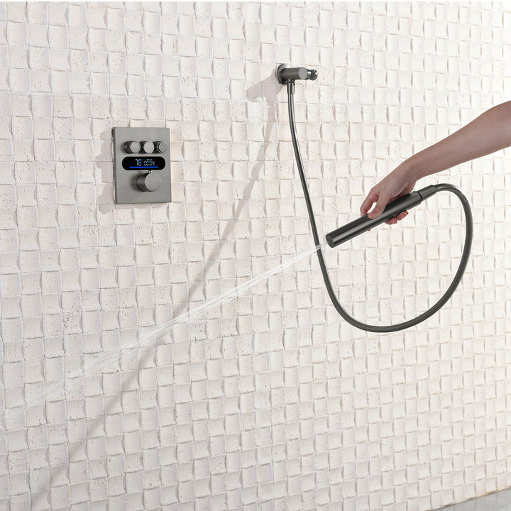 Lefton Concealed Rainfall Thermostatic Shower System with Temperature Display and Hand Shower - SSWM2501 - Shower Systems - Lefton Home
