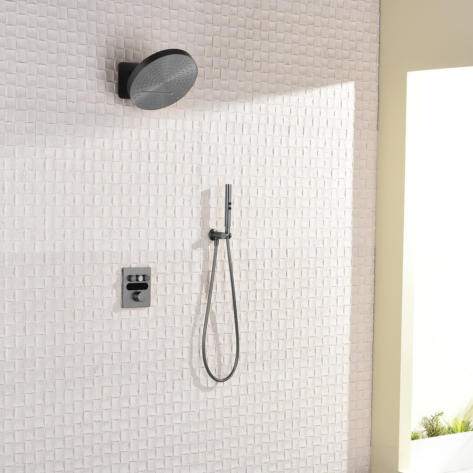 Lefton Concealed Rainfall Thermostatic Shower System with Temperature Display and Hand Shower - SSWM2501 - Shower Systems - Lefton Home