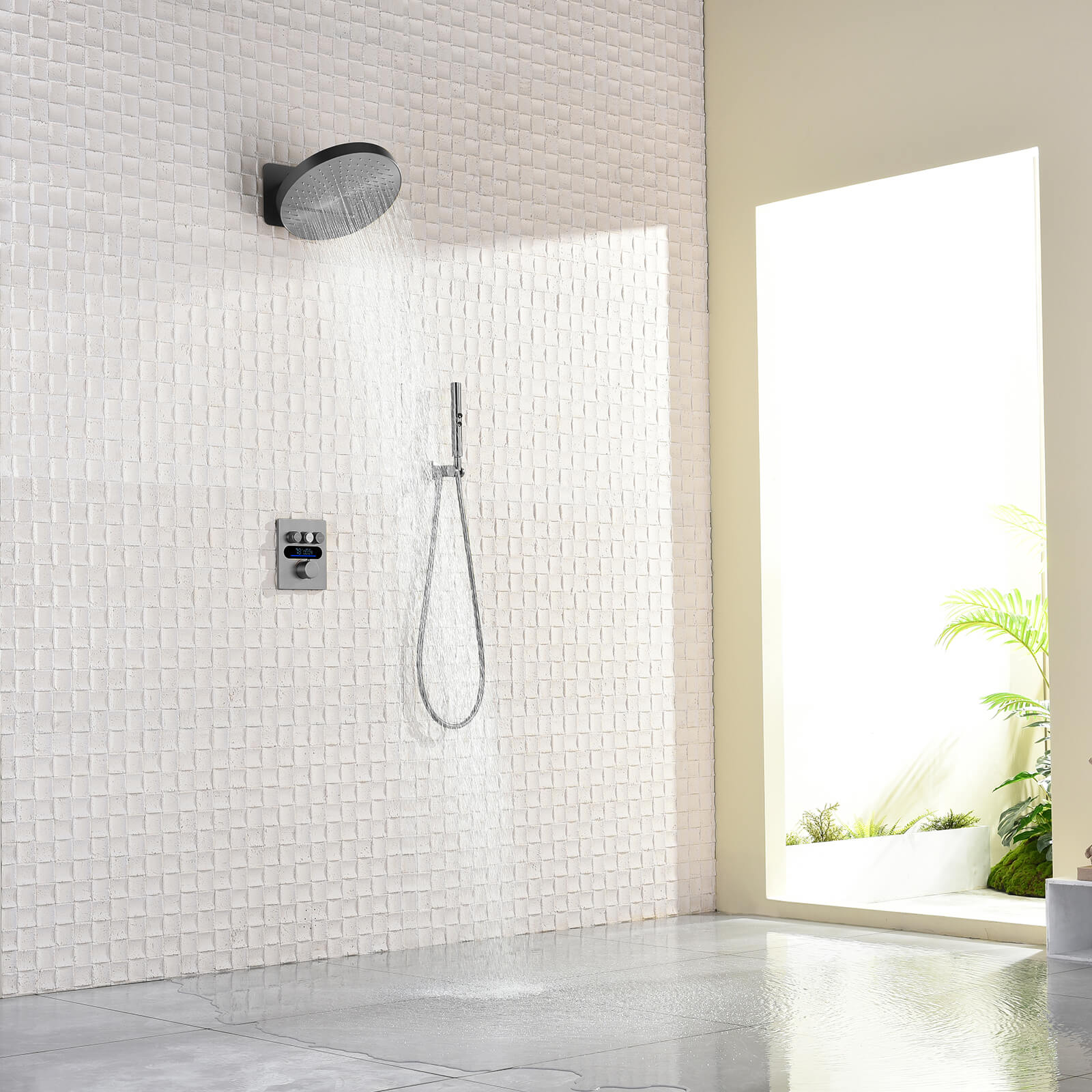 Lefton Concealed Rainfall Thermostatic Shower System with Temperature Display and Hand Shower - SSWM2501 - Shower Systems - Lefton Home