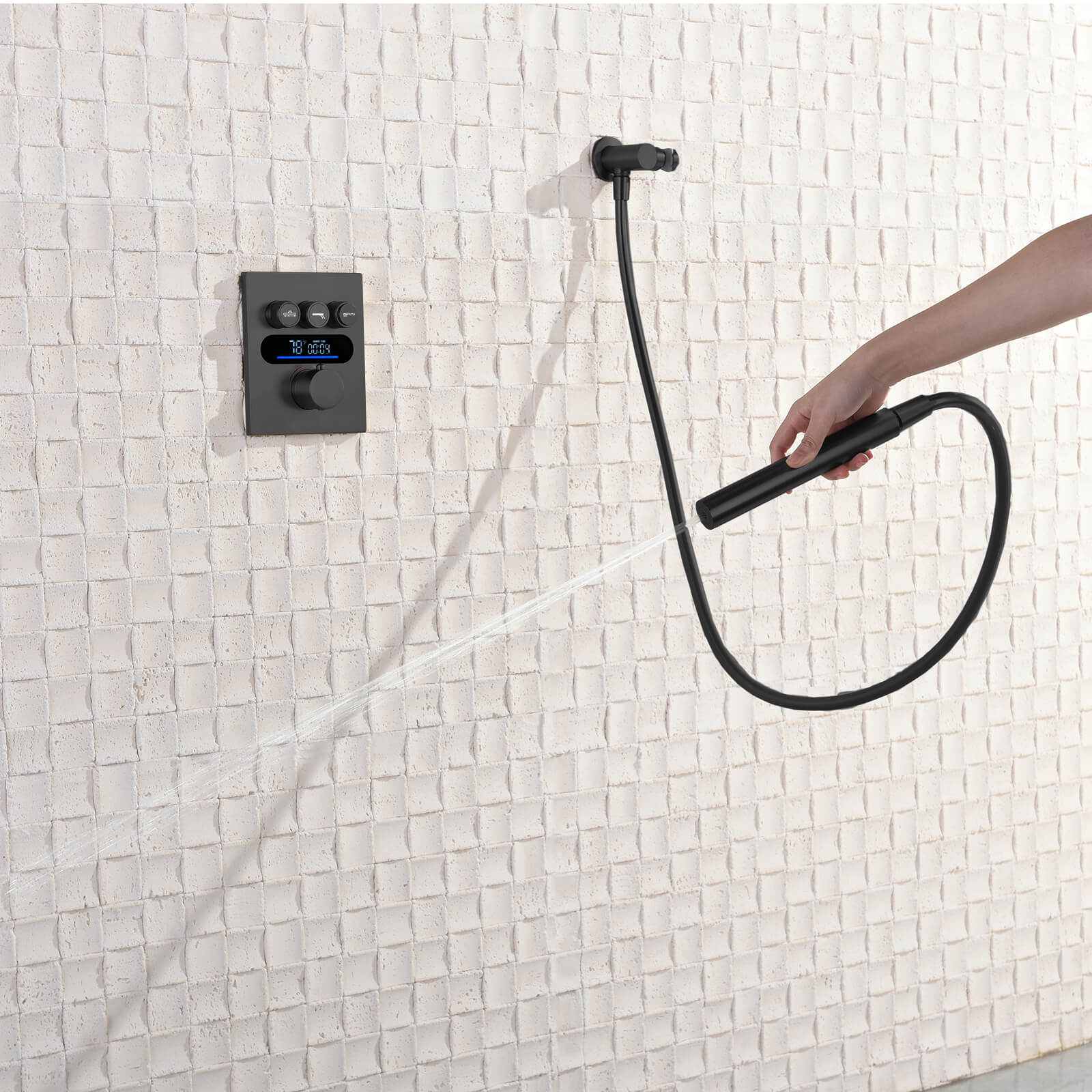 Lefton Concealed Rainfall Thermostatic Shower System with Temperature Display and Hand Shower - SSWM2501 - Shower Systems - Lefton Home