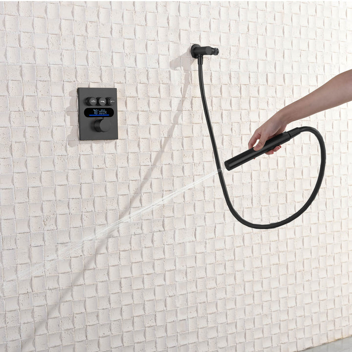 Lefton Concealed Rainfall Thermostatic Shower System with Temperature Display and Hand Shower - SSWM2501 - Shower Systems - Lefton Home