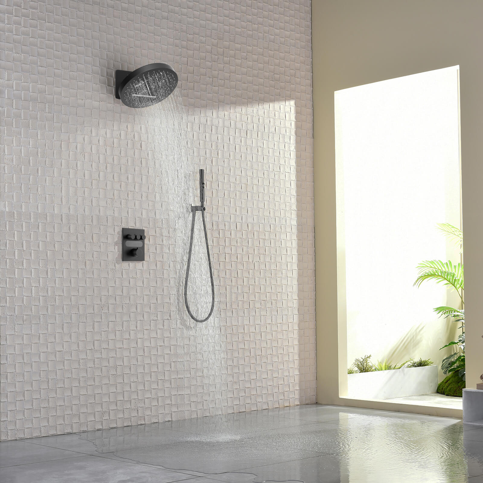 Lefton Concealed Rainfall Thermostatic Shower System with Temperature Display and Hand Shower - SSWM2501 - Shower Systems - Lefton Home