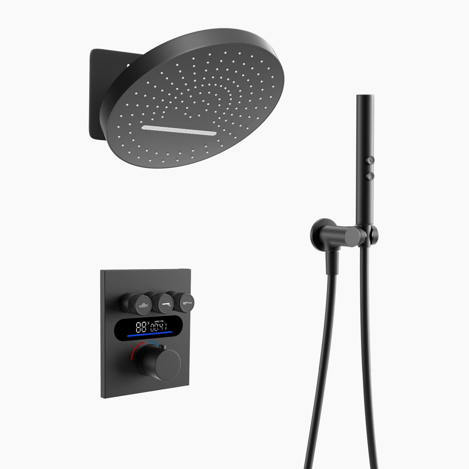 Lefton Concealed Rainfall Thermostatic Shower System with Temperature Display and Hand Shower - SSWM2501 - Shower Systems - Lefton Home