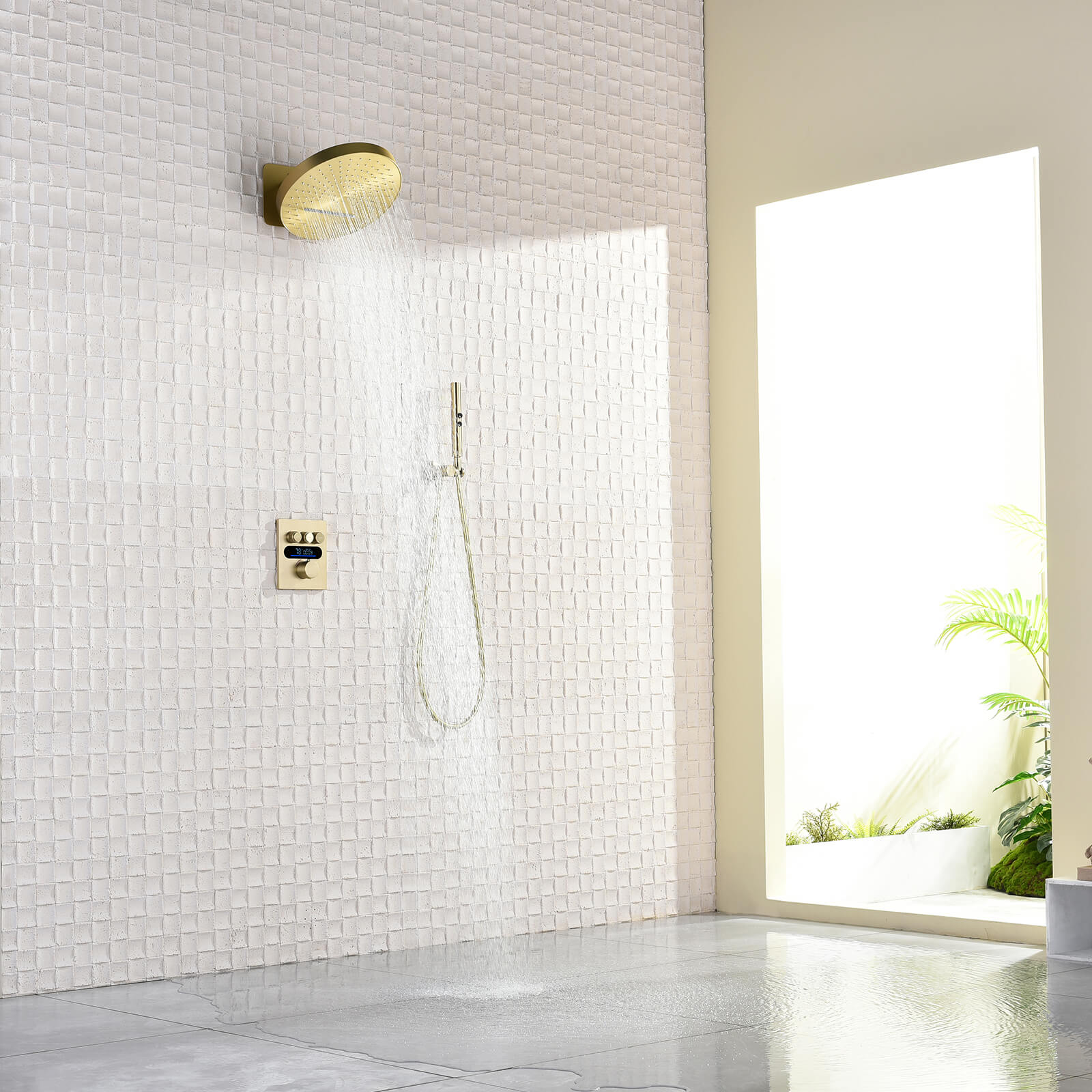 Lefton Concealed Rainfall Thermostatic Shower System with Temperature Display and Hand Shower - SSWM2501 - Shower Systems - Lefton Home