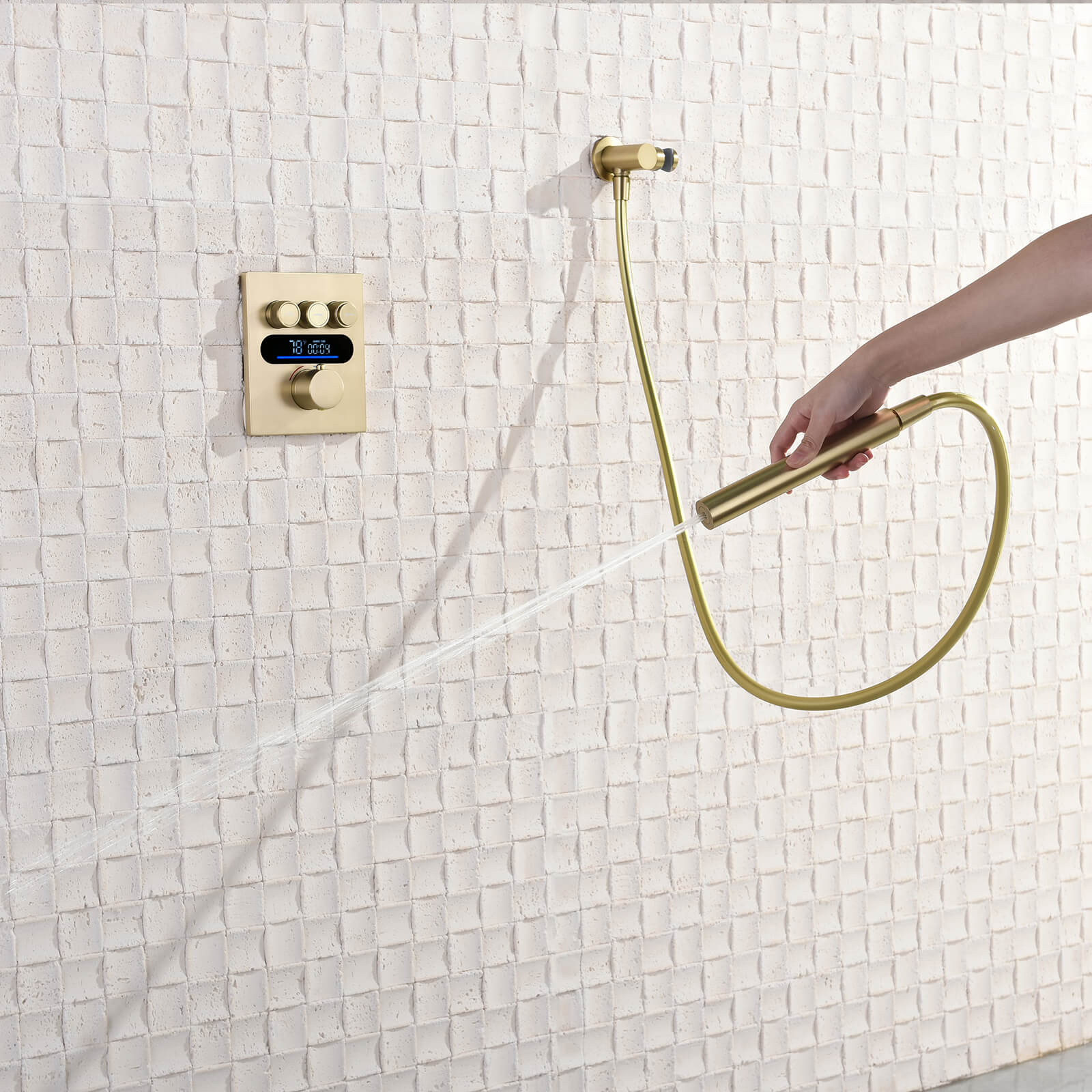 Lefton Concealed Rainfall Thermostatic Shower System with Temperature Display and Hand Shower - SSWM2501 - Shower Systems - Lefton Home